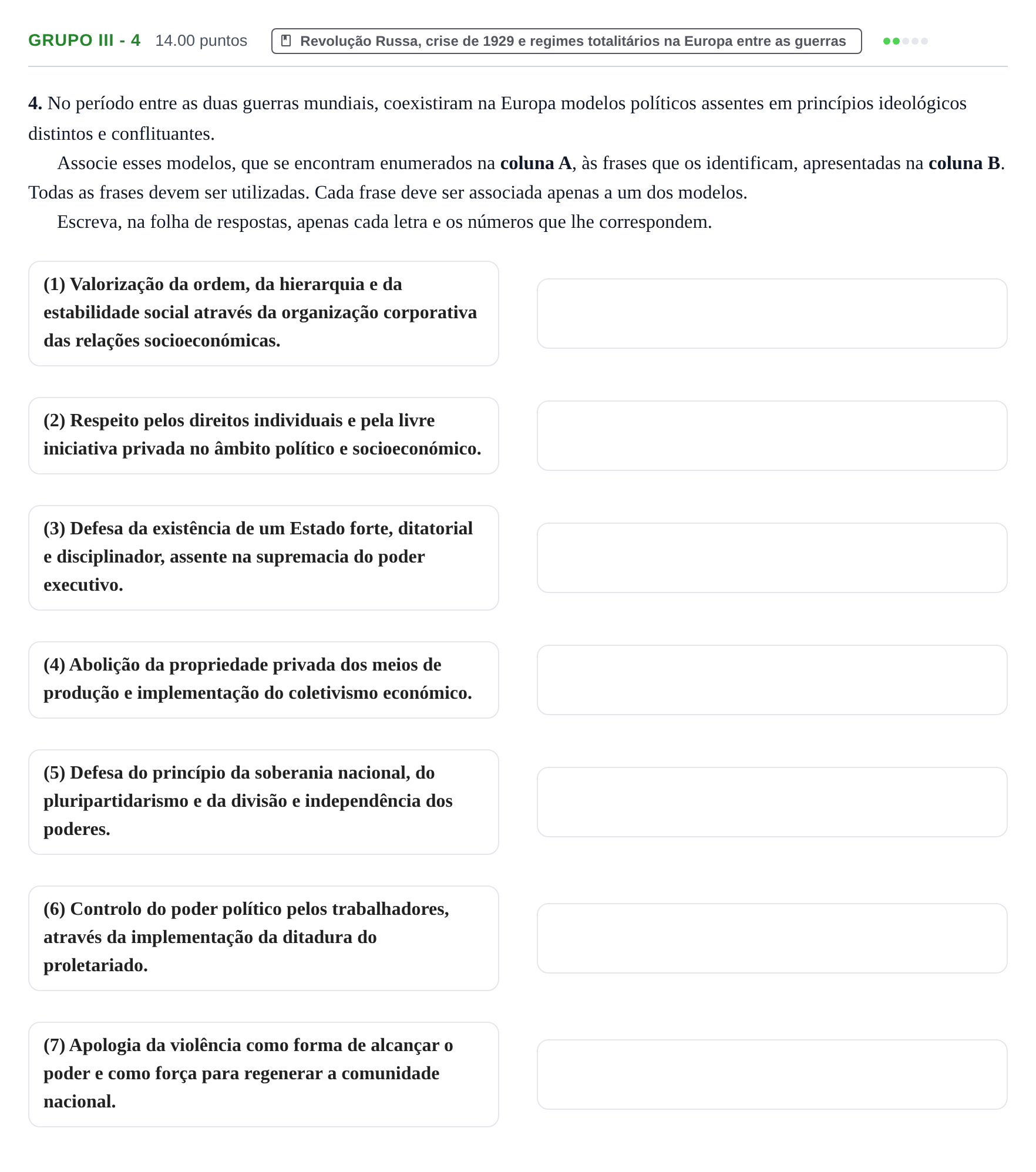 Enunciado: Grupo III - 4 · Exame Nacional História A 2.ª fase 2023