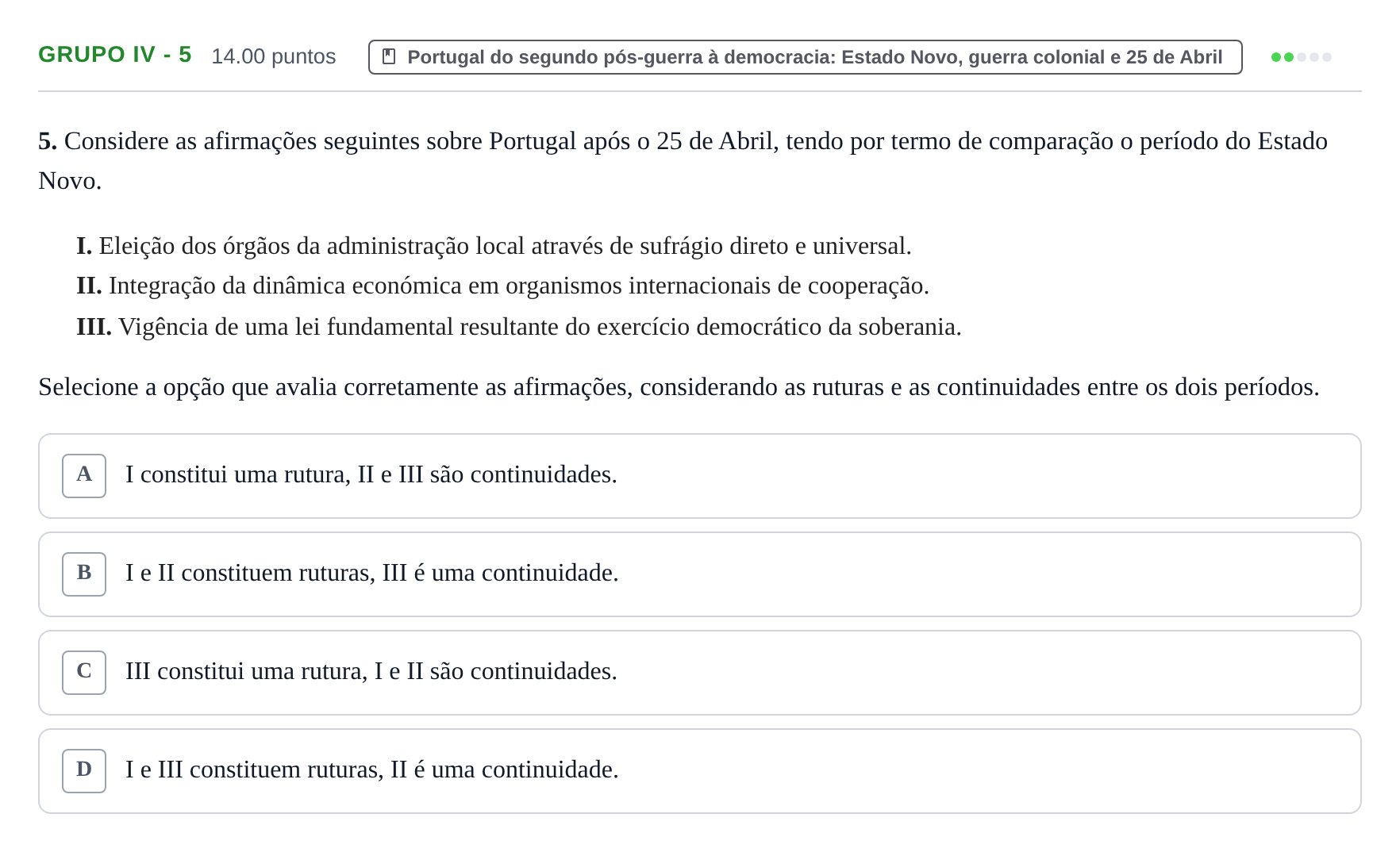 Enunciado: Grupo IV - 5 · Exame Nacional História A 2.ª fase 2023