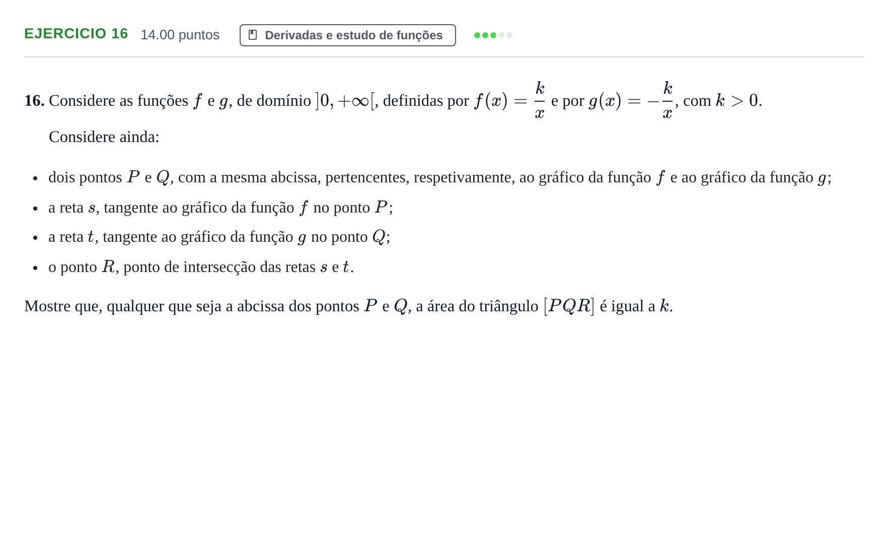 Enunciado: Exercício 16 · Exame Nacional Matemática A 2.ª fase 2023
