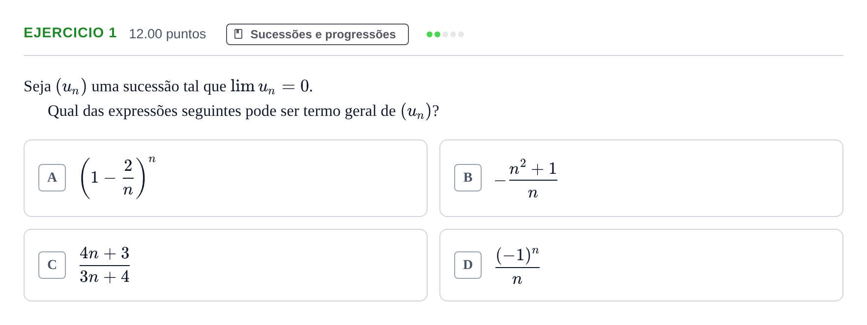 Enunciado: Exercício 1 · Exame Nacional Matemática A 2.ª fase 2023