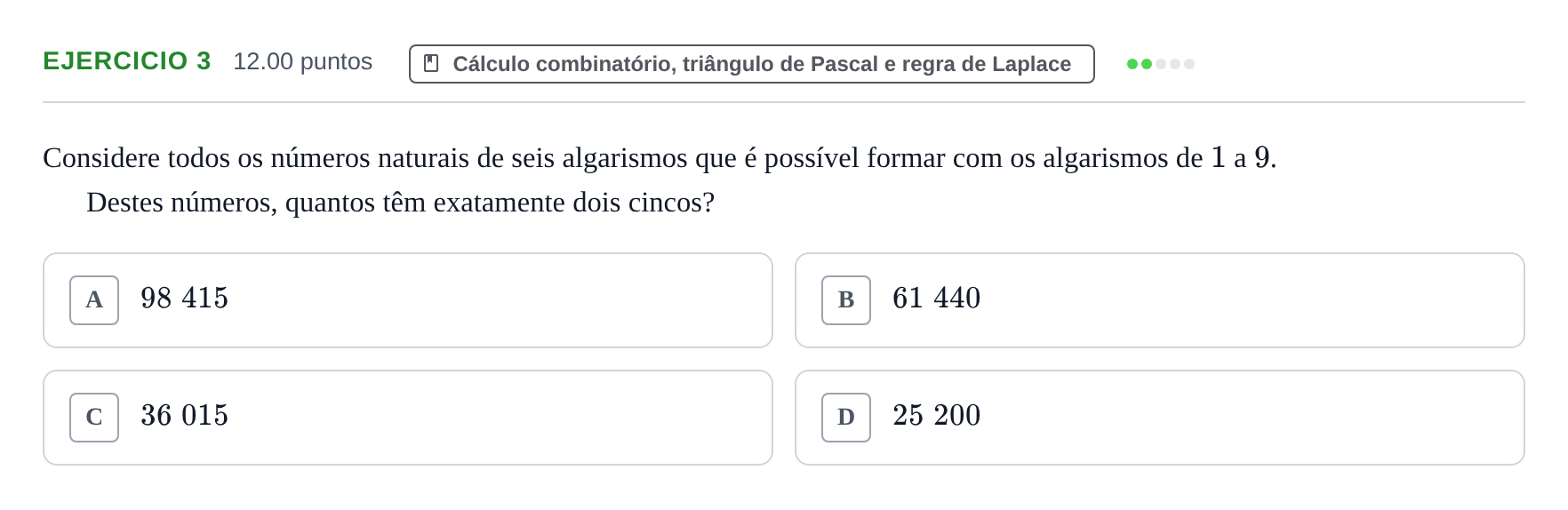 Enunciado: Exercício 3 · Exame Nacional Matemática A 2.ª fase 2023