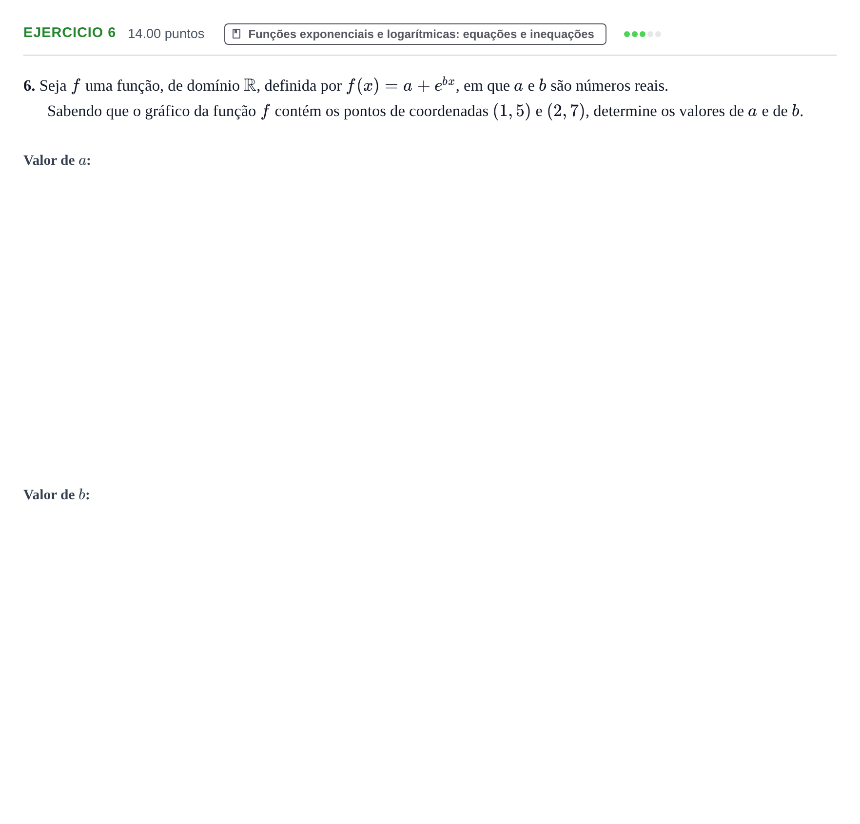 Enunciado: Exercício 6 · Exame Nacional Matemática A 2.ª fase 2023