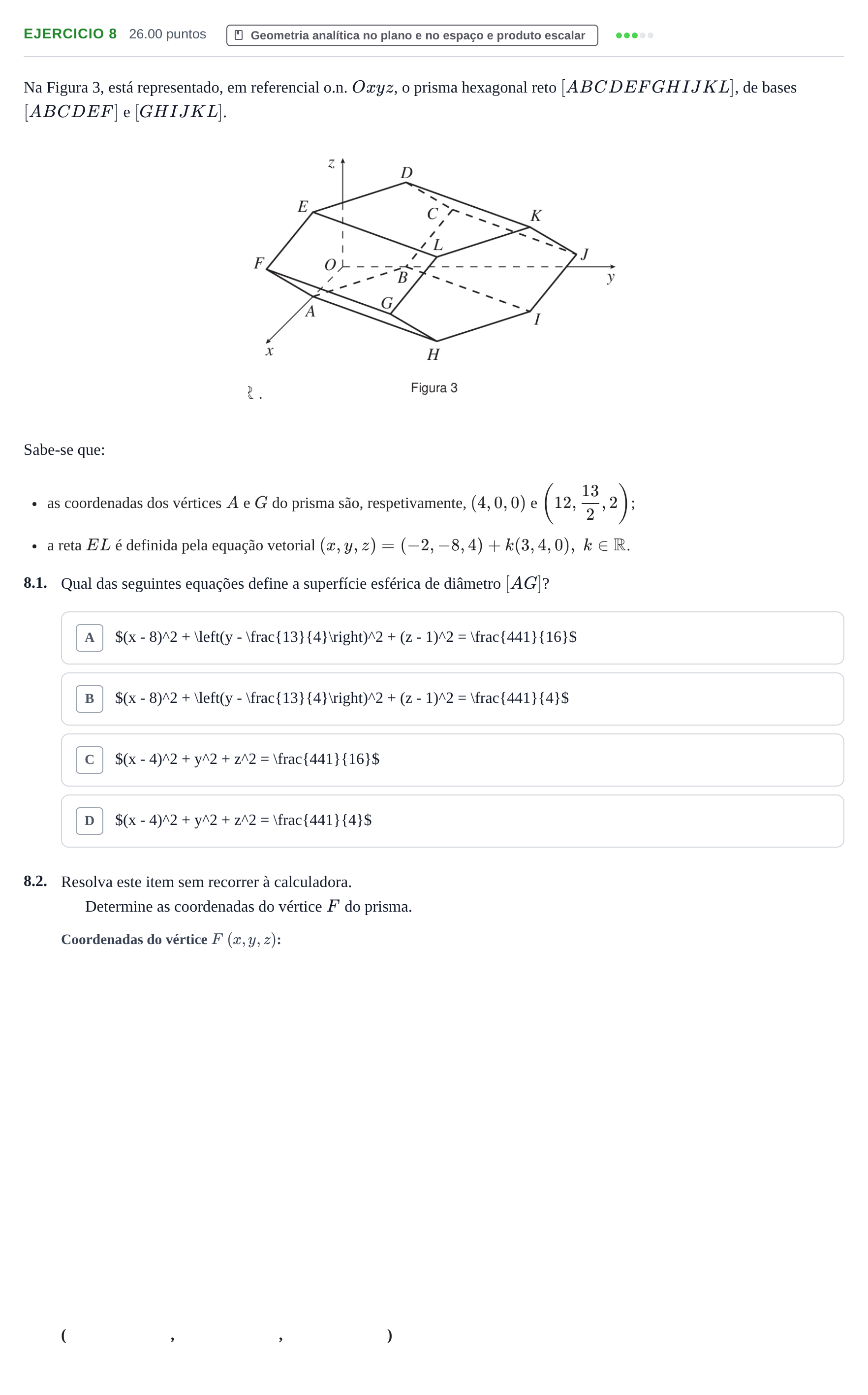 Enunciado: Exercício 8 · Exame Nacional Matemática A 2.ª fase 2023