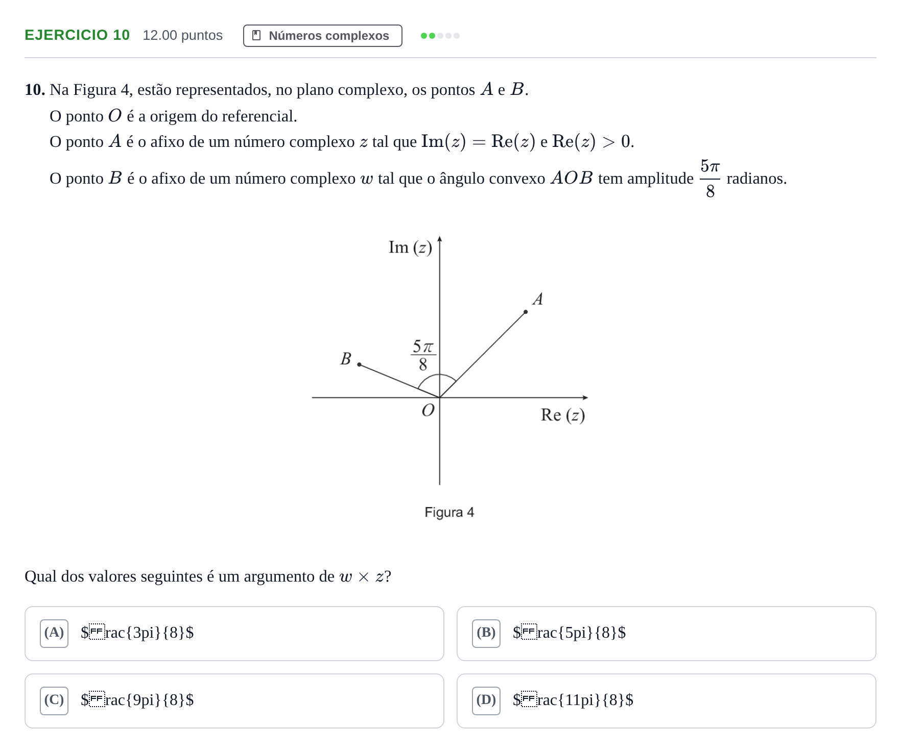 Enunciado: Exercício 10 · Exame Nacional Matemática A 1.ª fase 2023