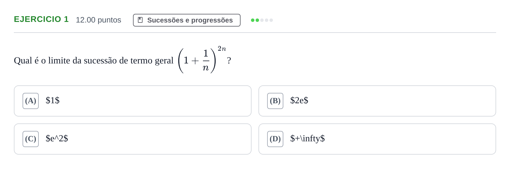 Enunciado: Exercício 1 · Exame Nacional Matemática A 1.ª fase 2023