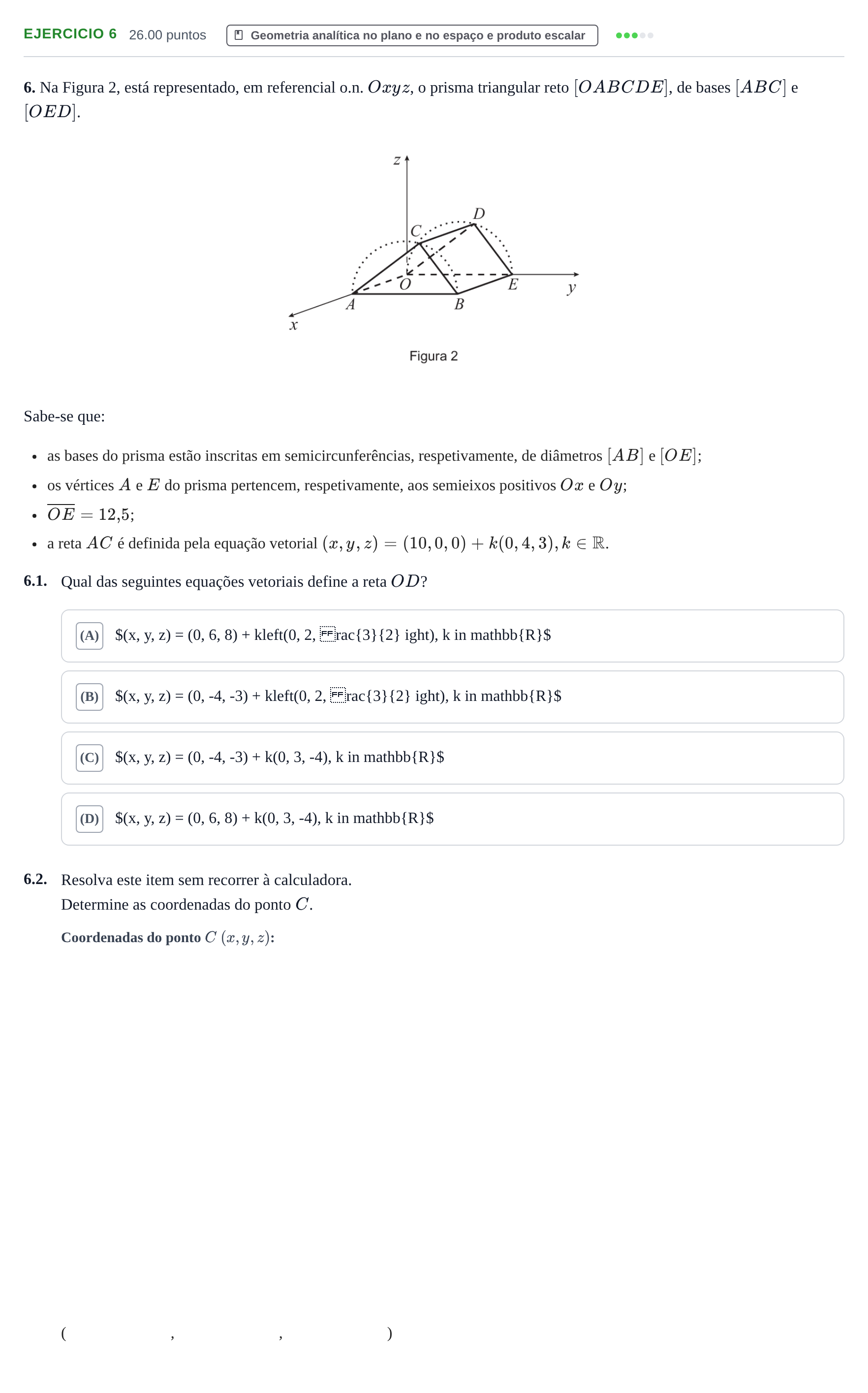 Enunciado: Exercício 6 · Exame Nacional Matemática A 1.ª fase 2023