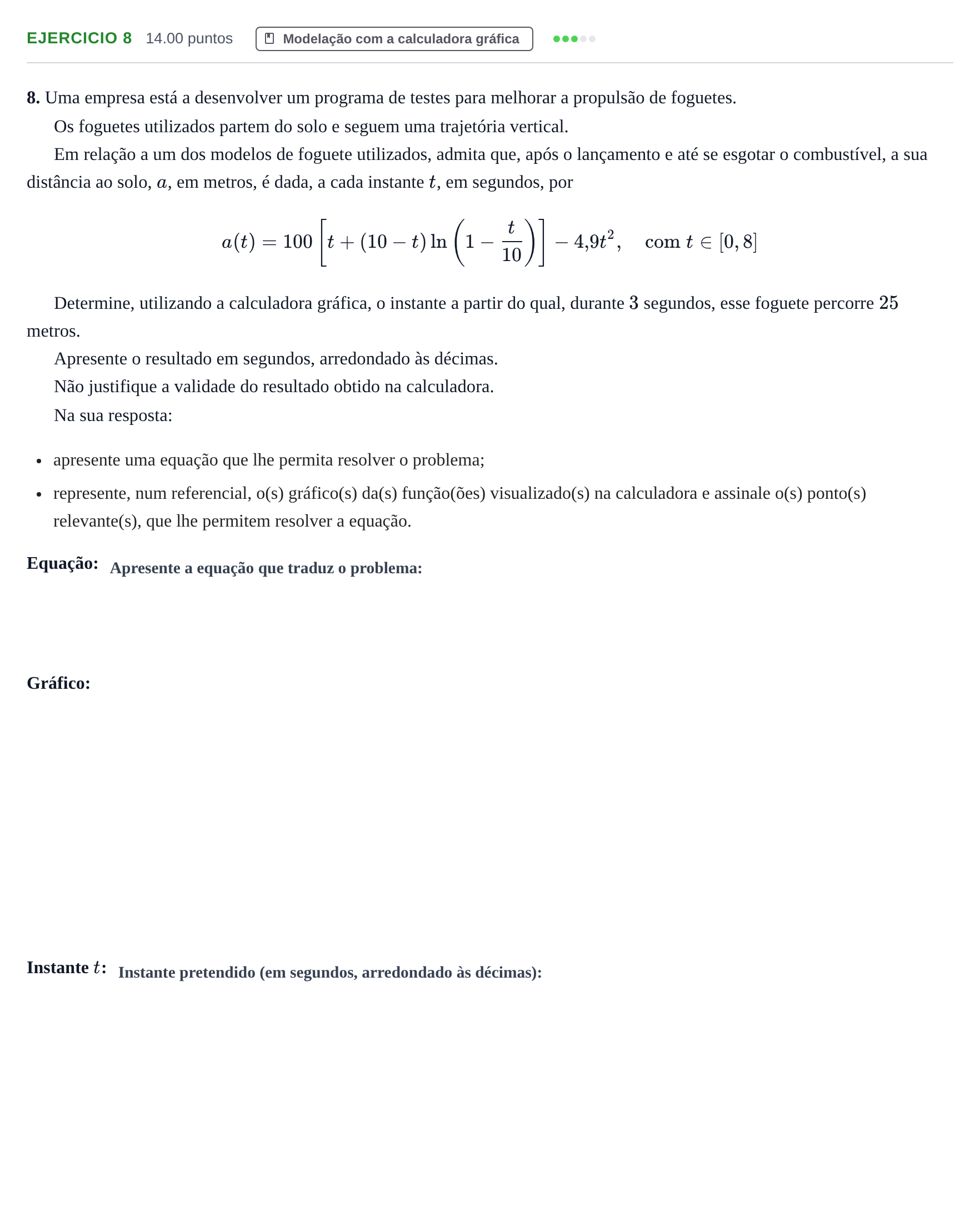 Enunciado: Exercício 8 · Exame Nacional Matemática A 1.ª fase 2023