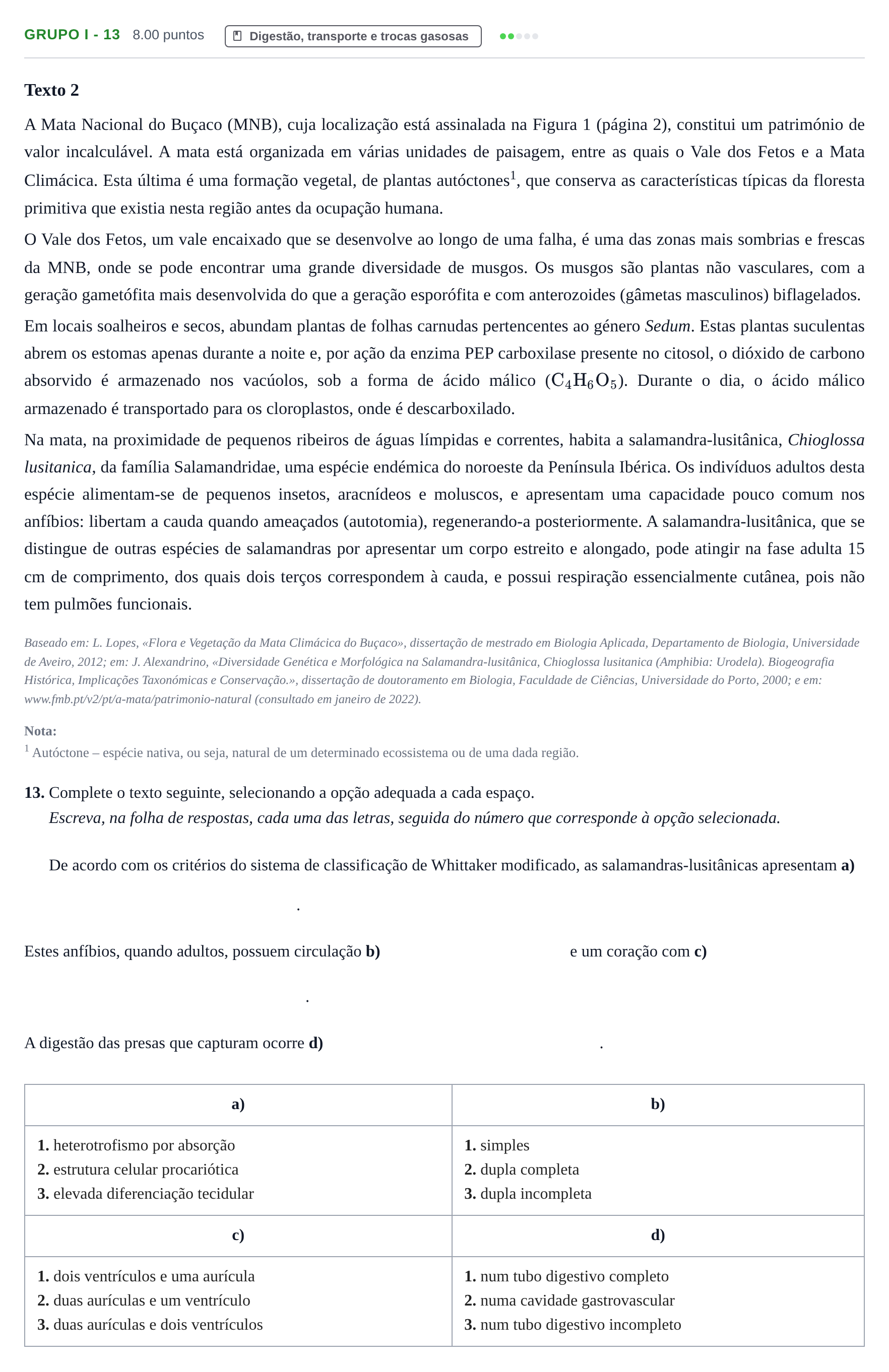 Enunciado: Grupo I - 13 · Exame Nacional Biologia e Geologia Época especial 2023