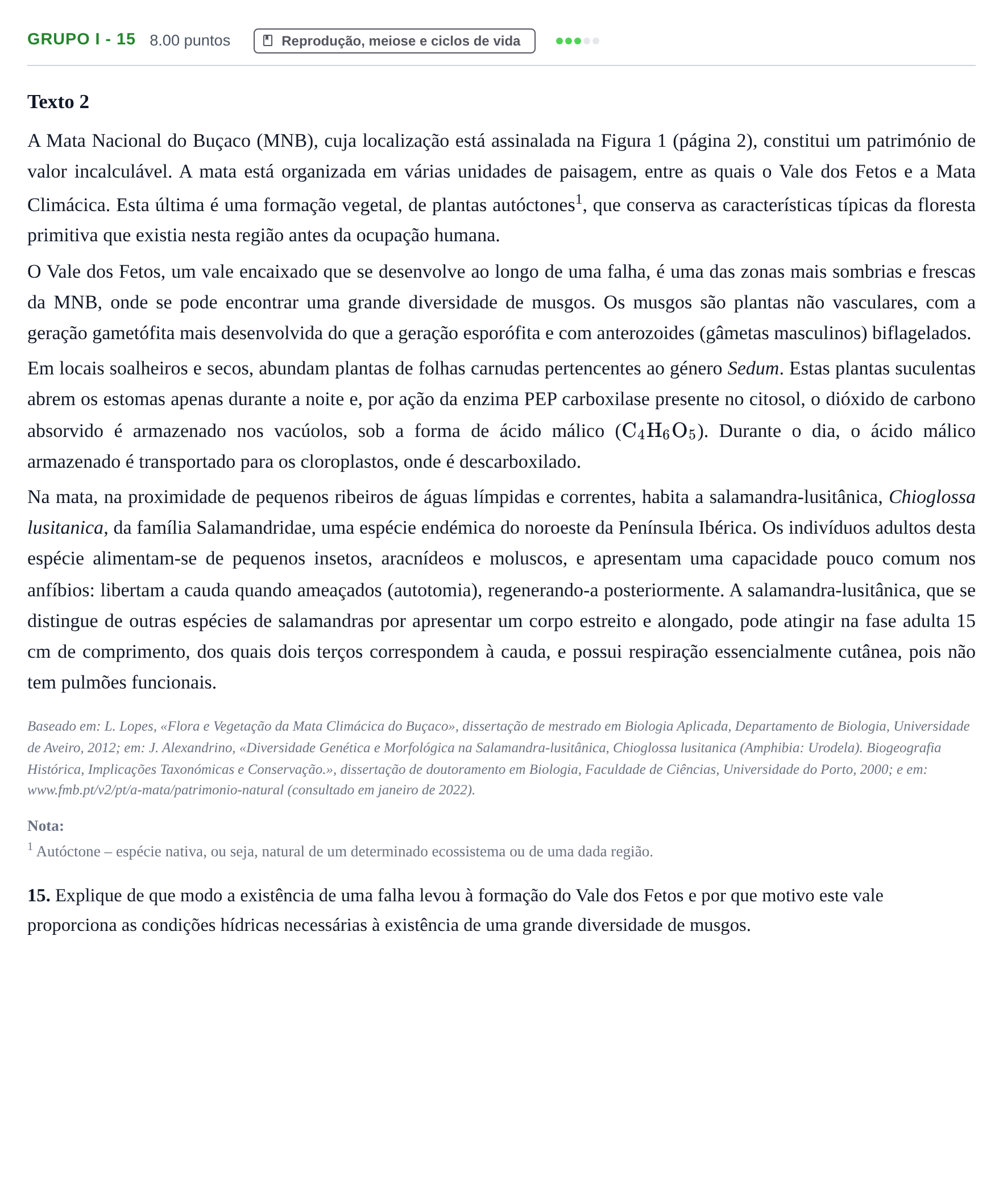 Enunciado: Grupo I - 15 · Exame Nacional Biologia e Geologia Época especial 2023