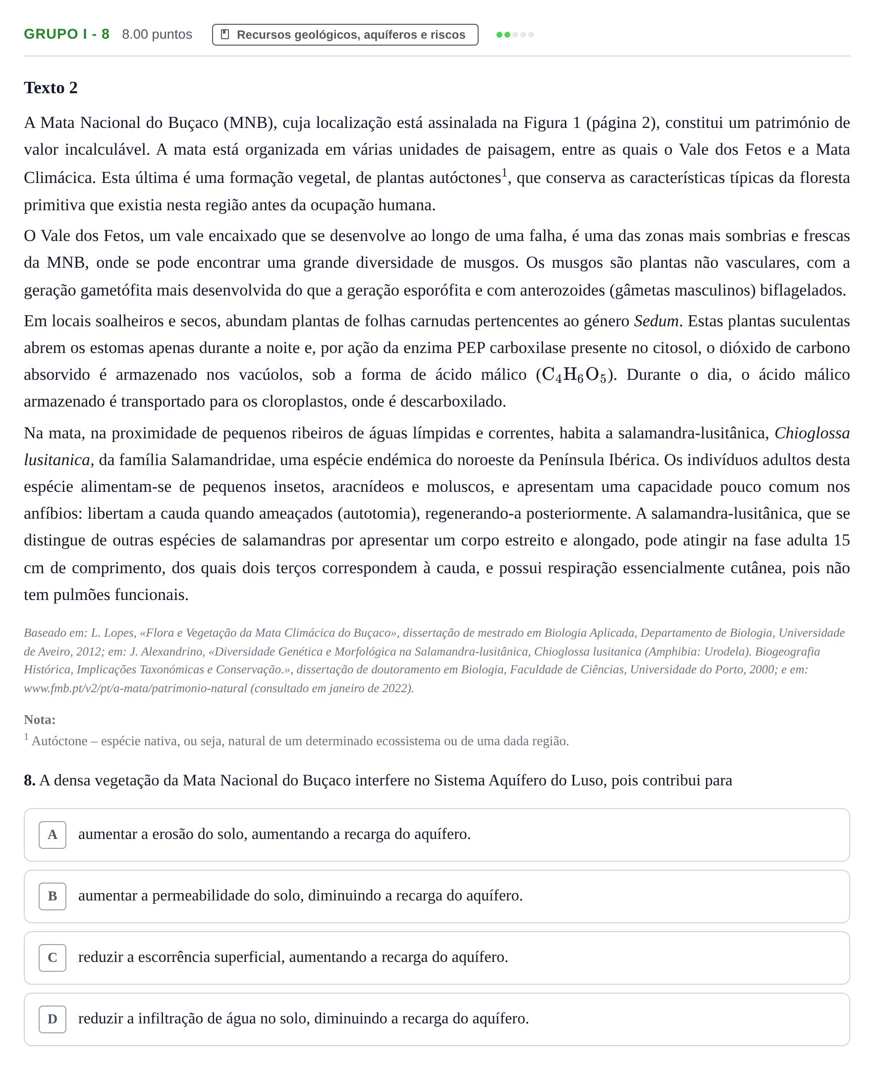 Enunciado: Grupo I - 8 · Exame Nacional Biologia e Geologia Época especial 2023