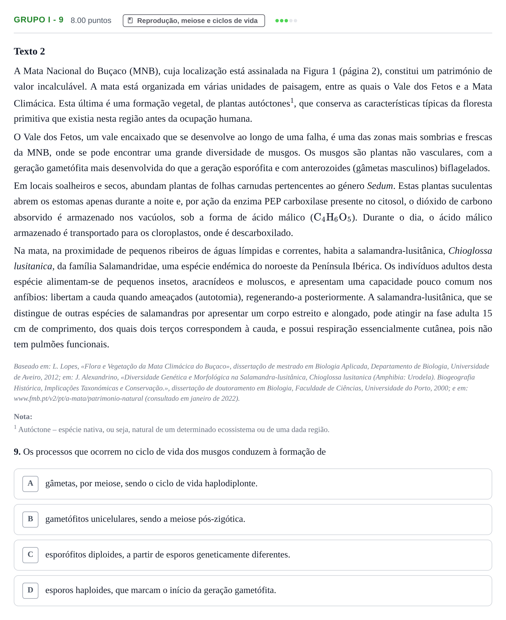 Enunciado: Grupo I - 9 · Exame Nacional Biologia e Geologia Época especial 2023