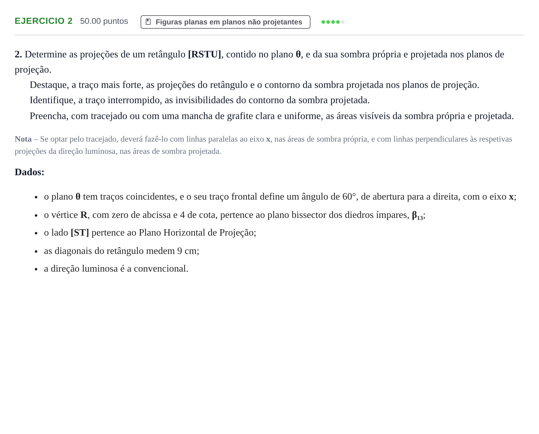 Enunciado: Exercício 2 · Exame Nacional Geometria Descritiva A 1.ª fase 2023