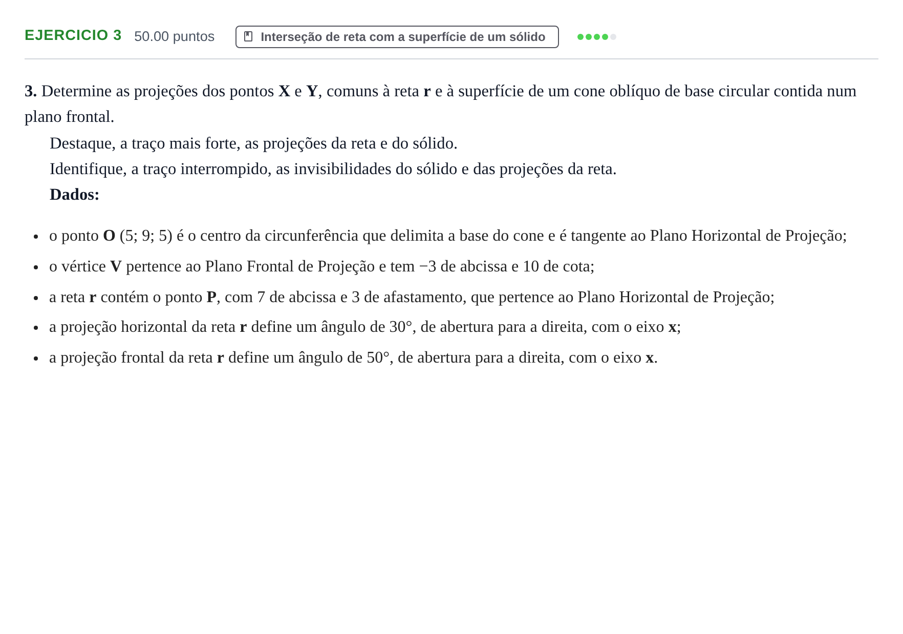 Enunciado: Exercício 3 · Exame Nacional Geometria Descritiva A 1.ª fase 2023