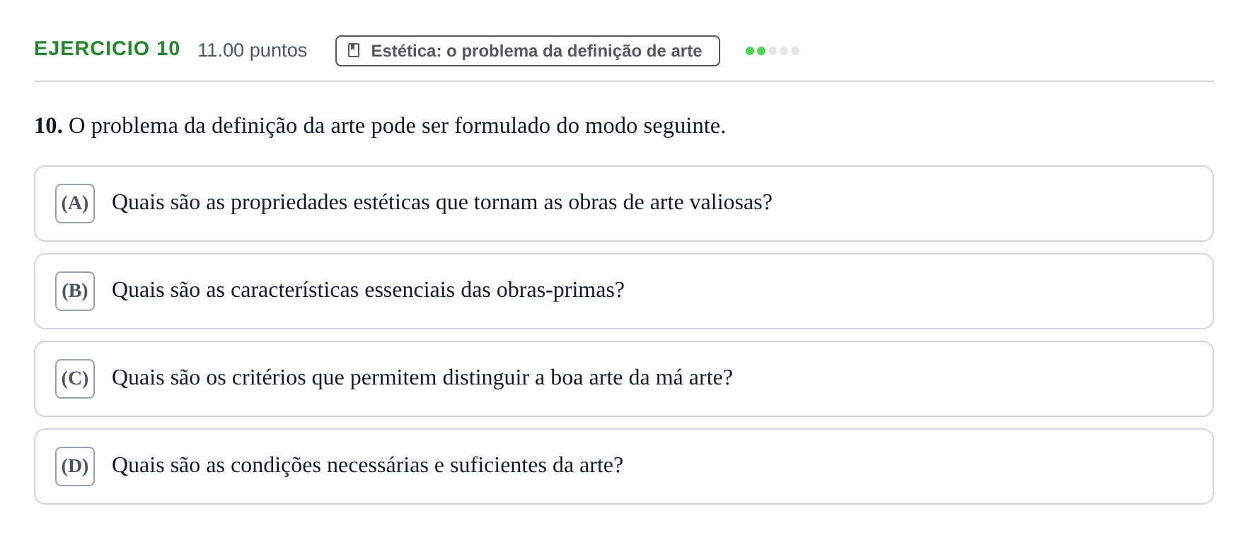 Enunciado: Exercício 10 · Exame Nacional Filosofia 1.ª fase 2023