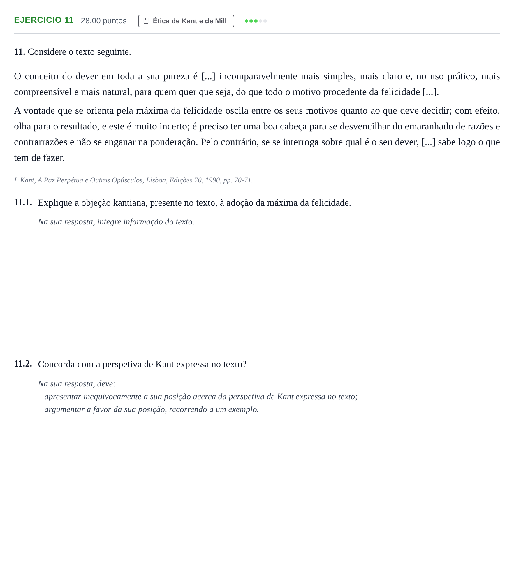Enunciado: Exercício 11 · Exame Nacional Filosofia 1.ª fase 2023