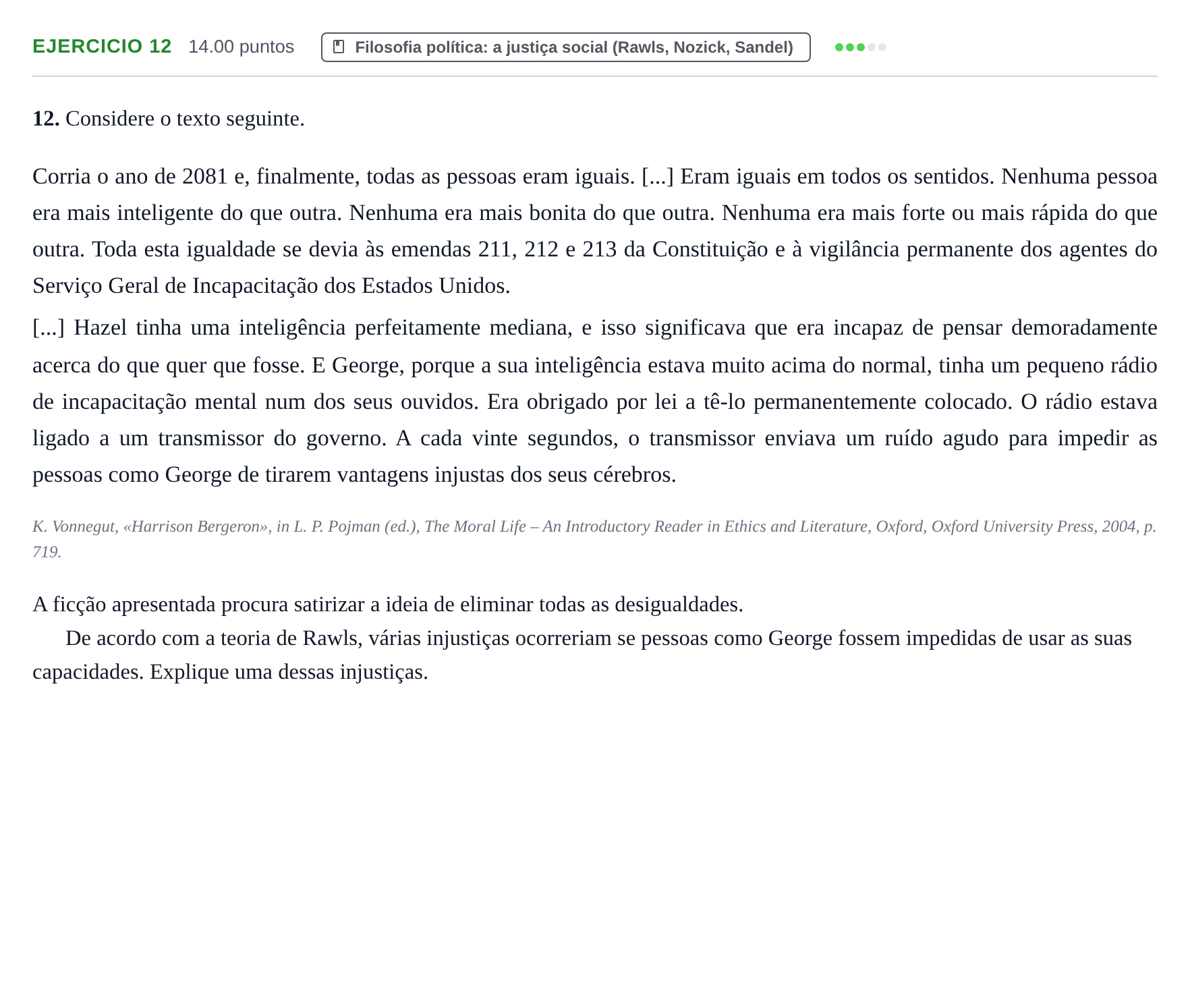 Enunciado: Exercício 12 · Exame Nacional Filosofia 1.ª fase 2023