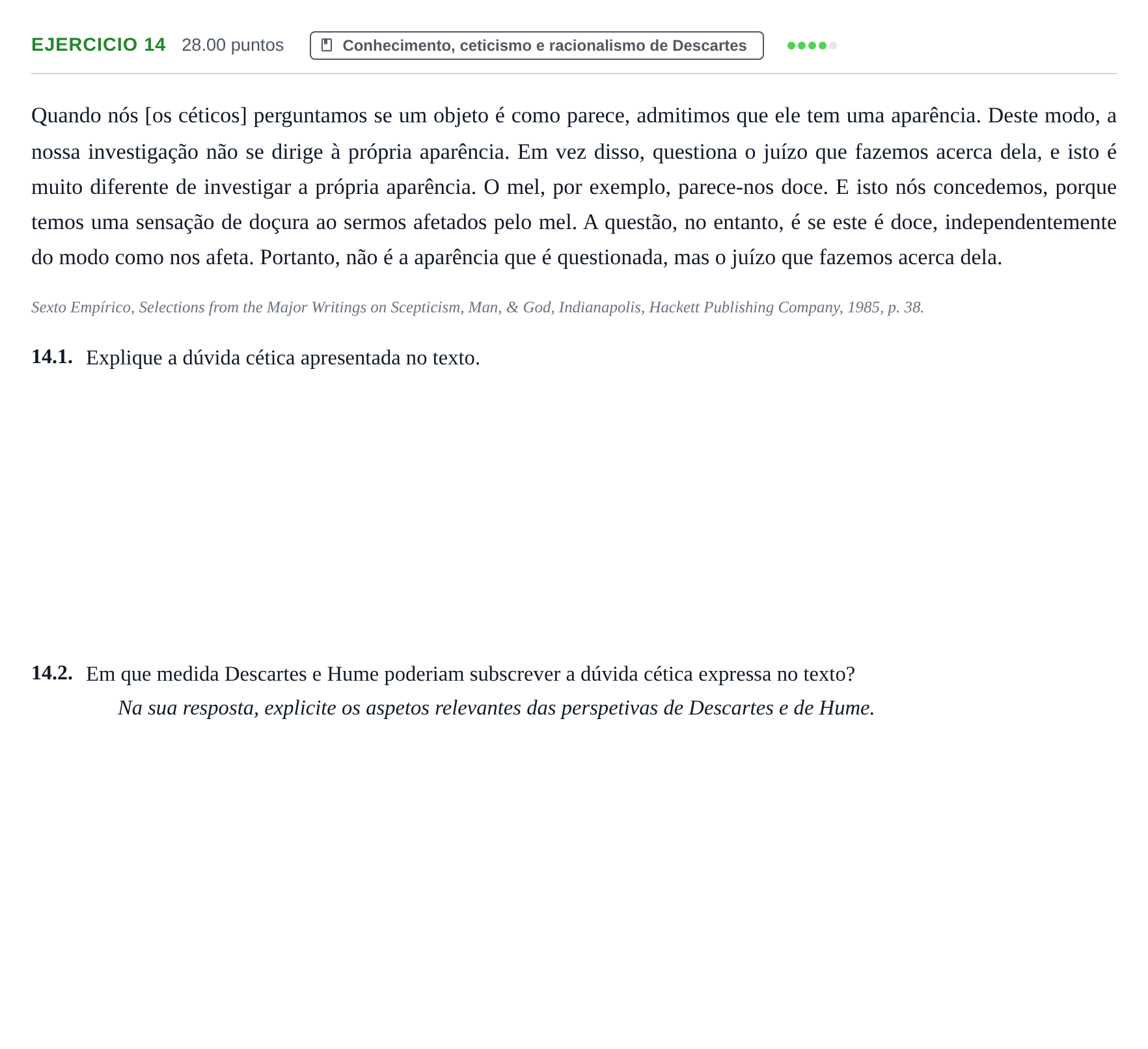Enunciado: Exercício 14 · Exame Nacional Filosofia 1.ª fase 2023