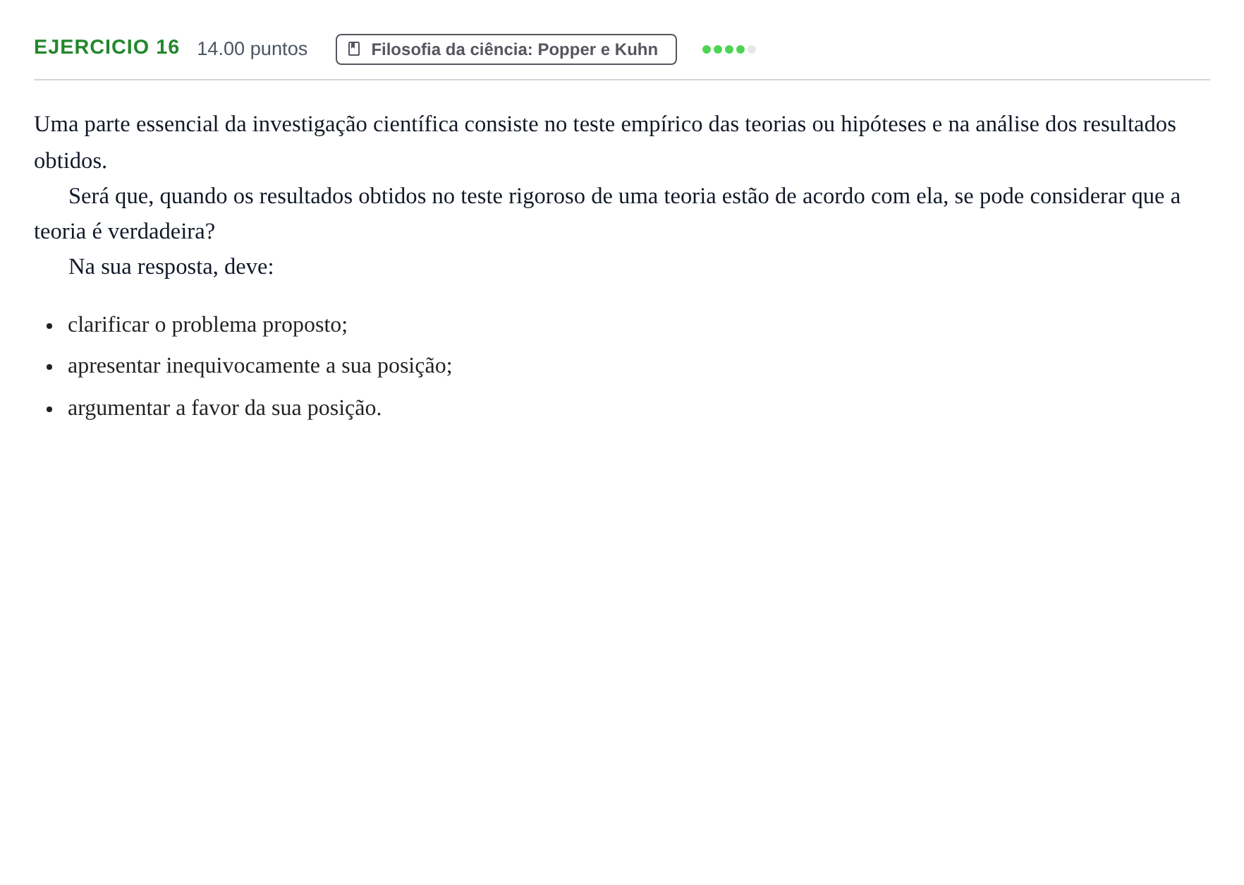 Enunciado: Exercício 16 · Exame Nacional Filosofia 1.ª fase 2023