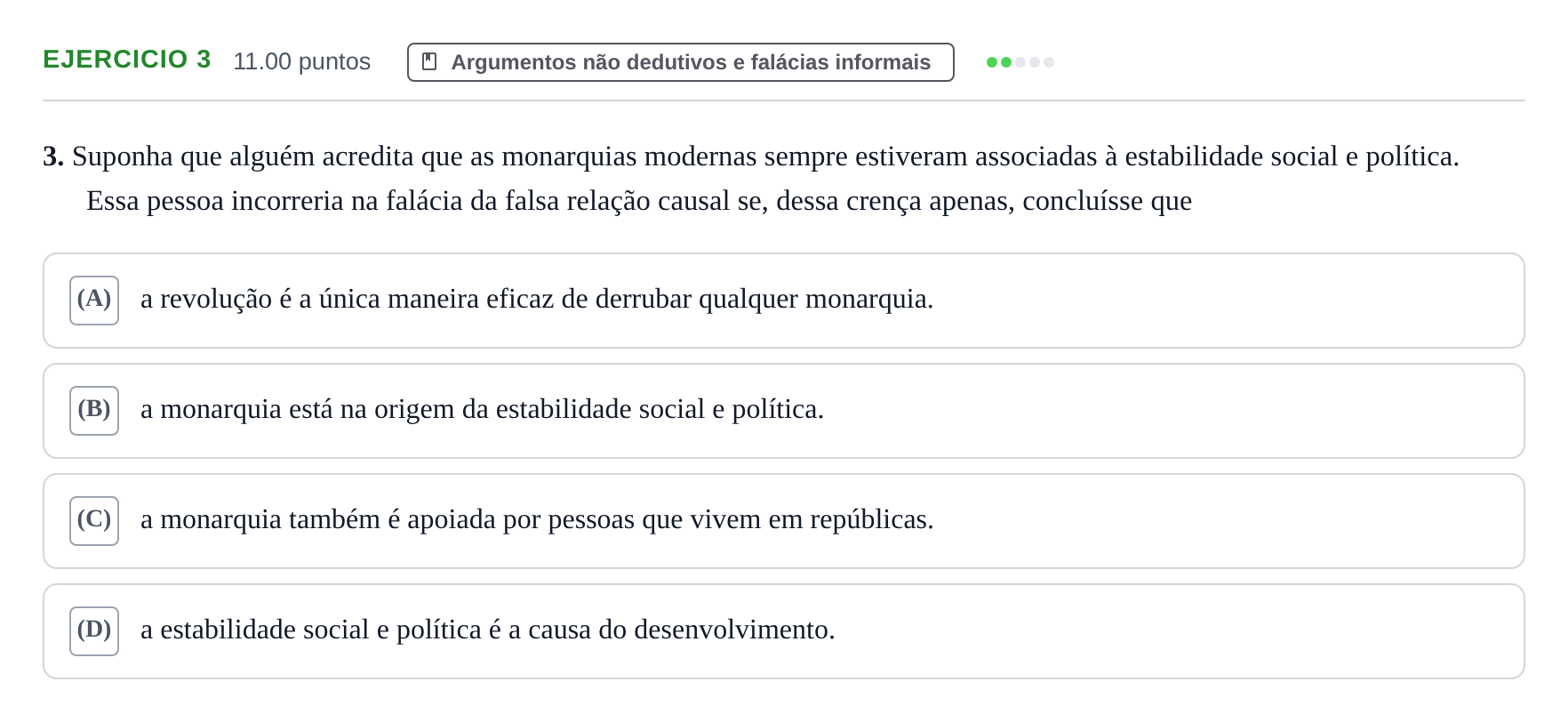 Enunciado: Exercício 3 · Exame Nacional Filosofia 1.ª fase 2023