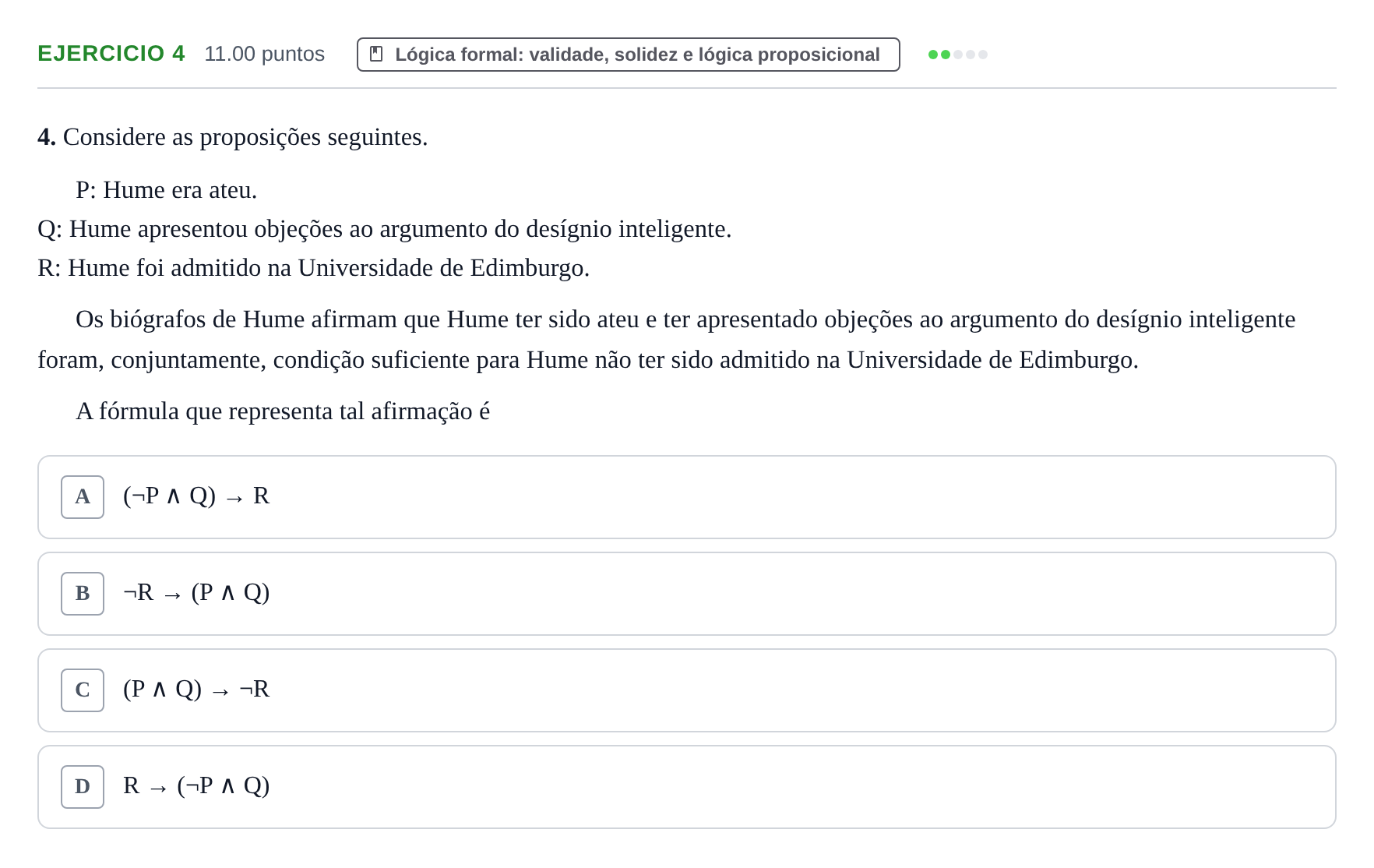 Enunciado: Exercício 4 · Exame Nacional Filosofia 1.ª fase 2023