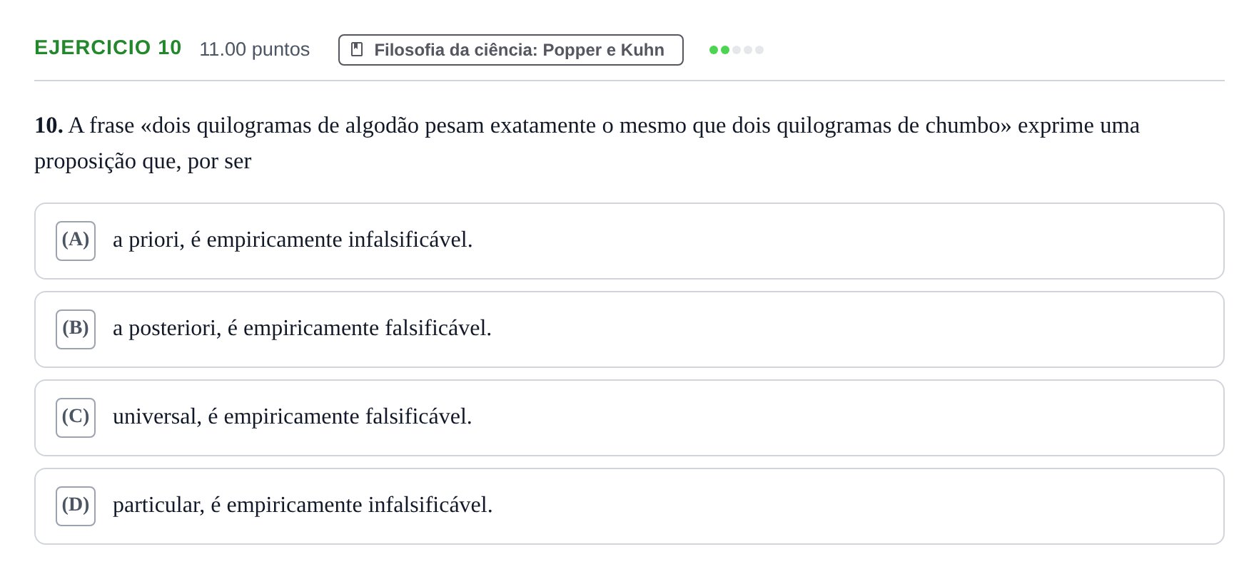 Enunciado: Exercício 10 · Exame Nacional Filosofia 2.ª fase 2023