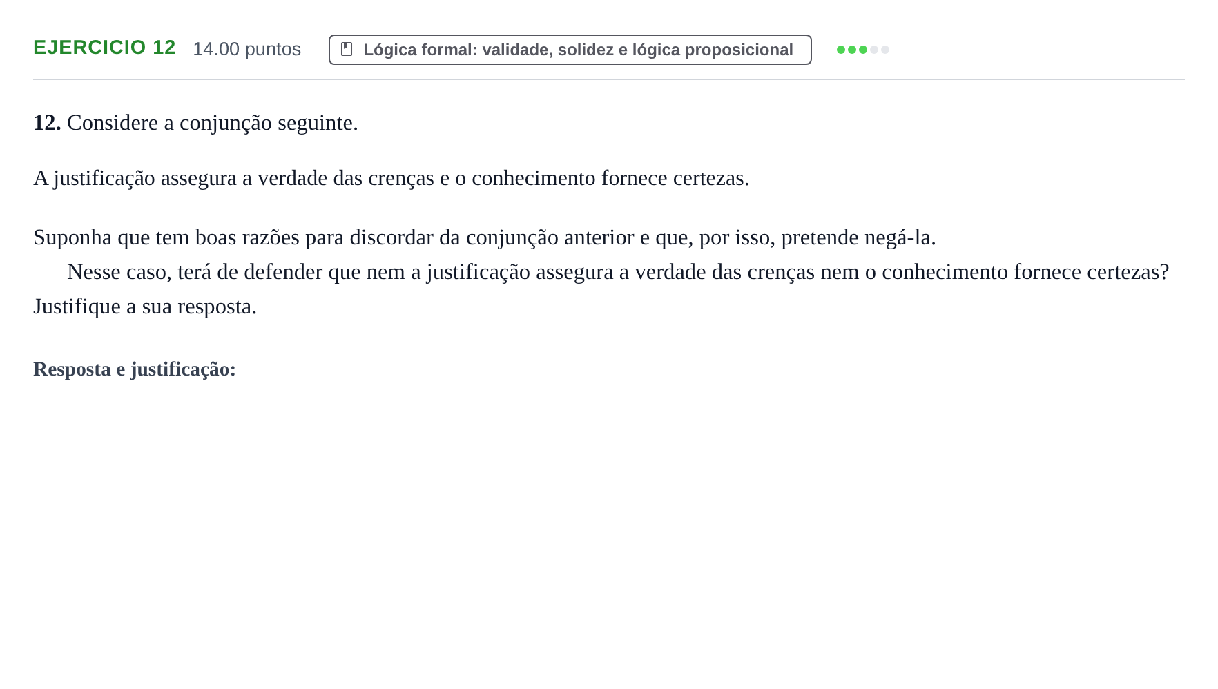 Enunciado: Exercício 12 · Exame Nacional Filosofia 2.ª fase 2023