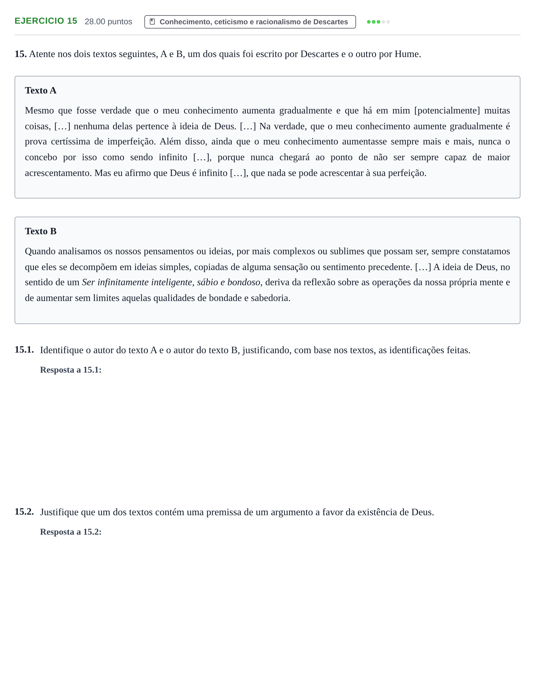 Enunciado: Exercício 15 · Exame Nacional Filosofia 2.ª fase 2023