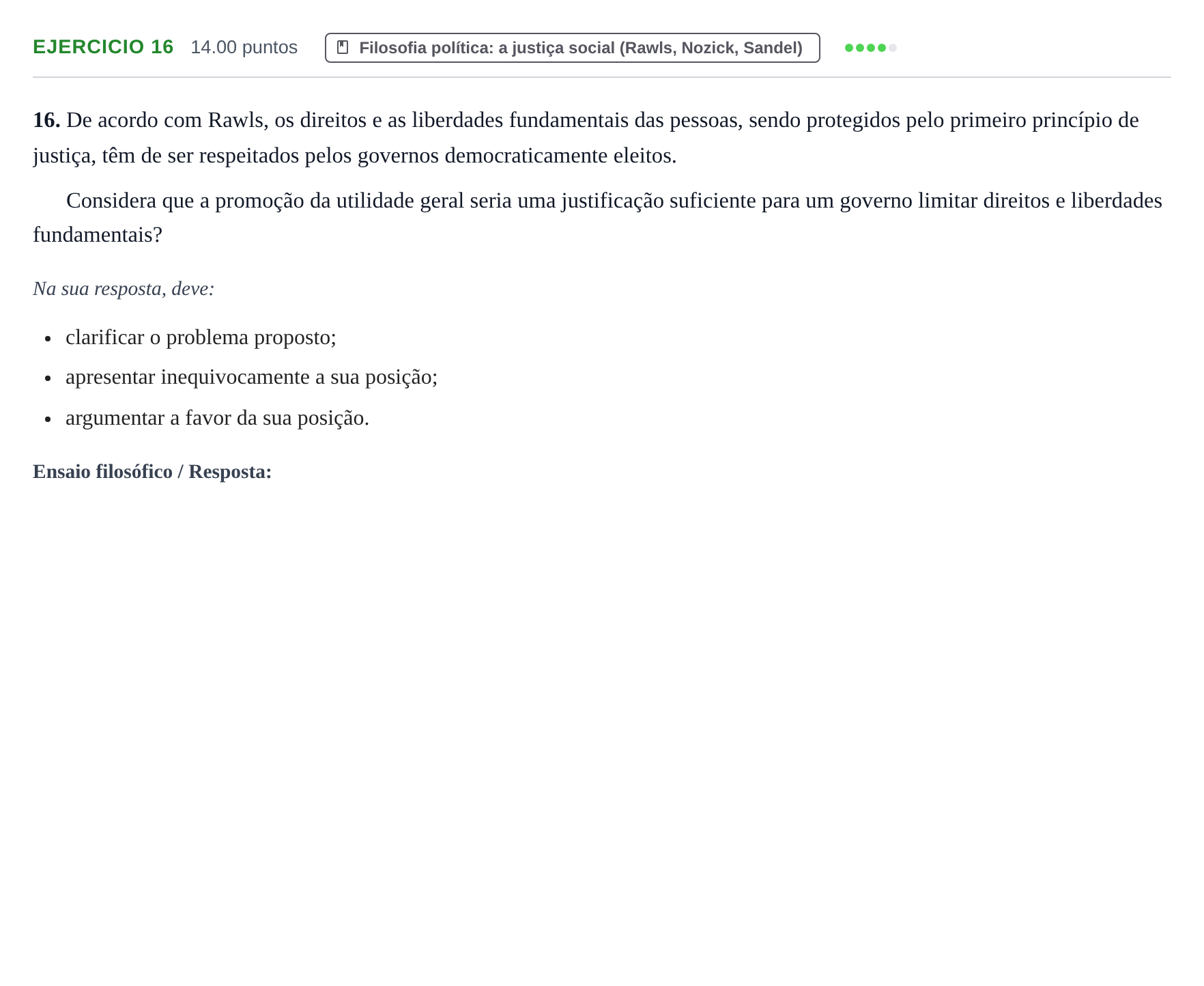 Enunciado: Exercício 16 · Exame Nacional Filosofia 2.ª fase 2023