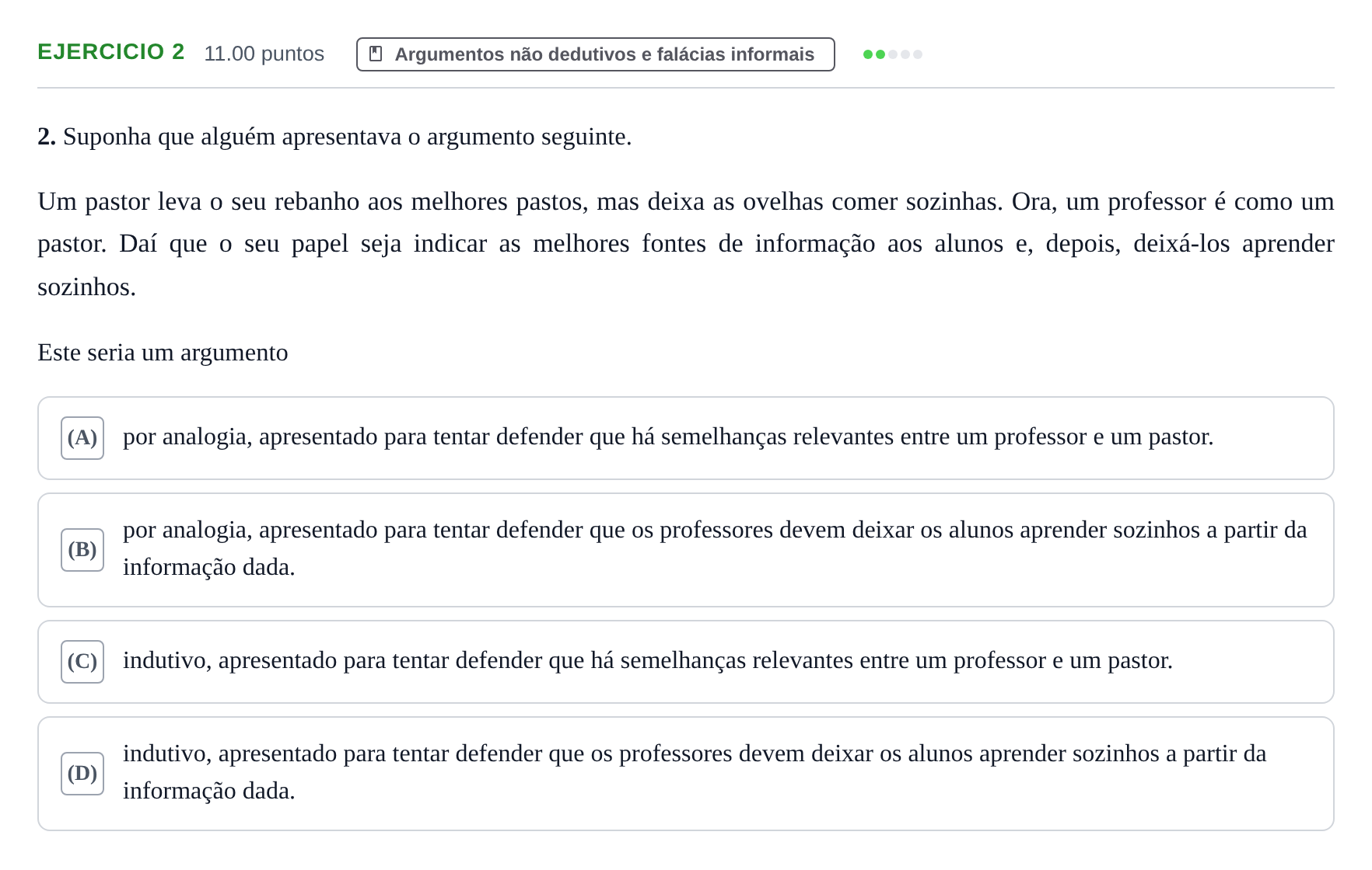 Enunciado: Exercício 2 · Exame Nacional Filosofia 2.ª fase 2023