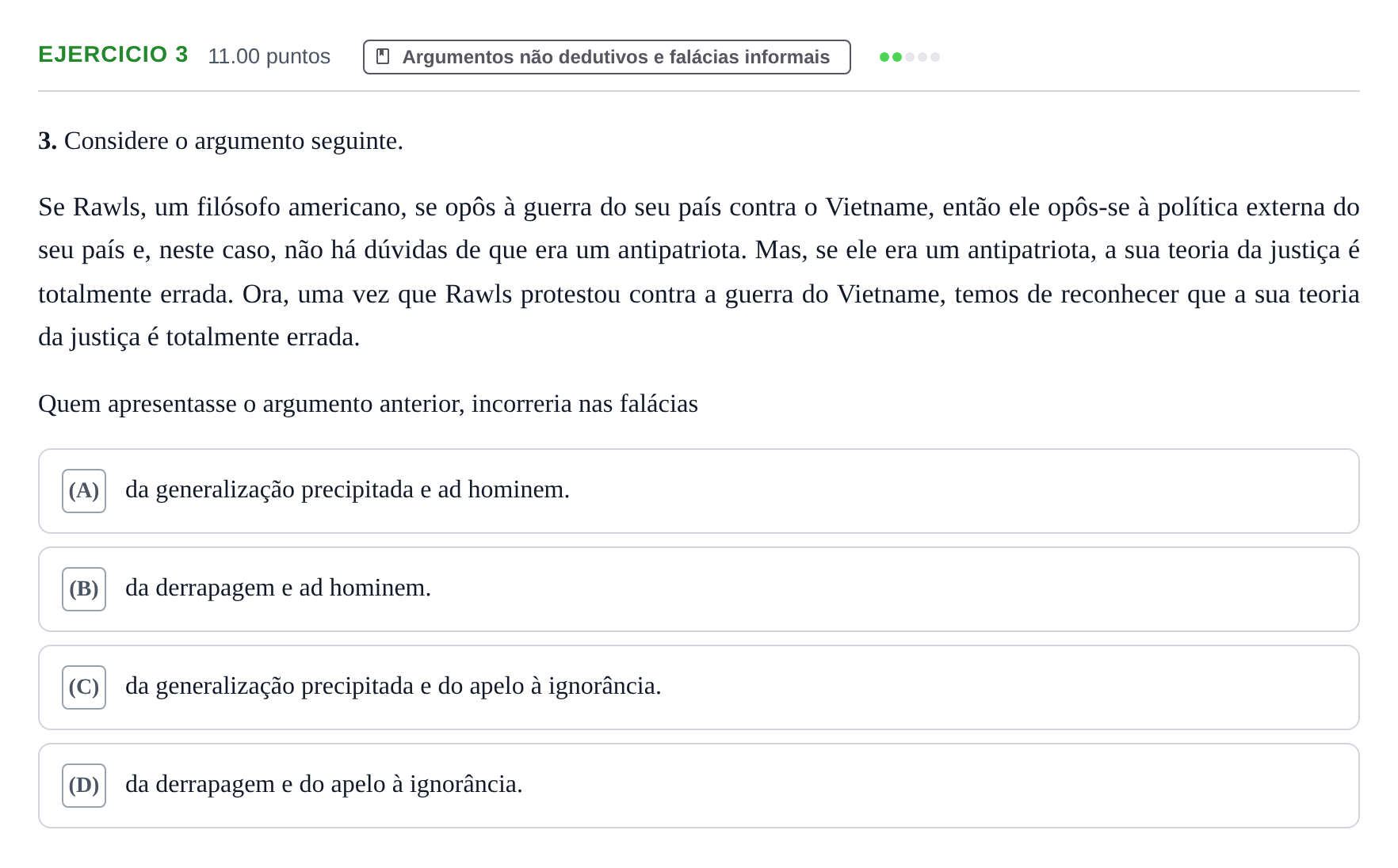 Enunciado: Exercício 3 · Exame Nacional Filosofia 2.ª fase 2023