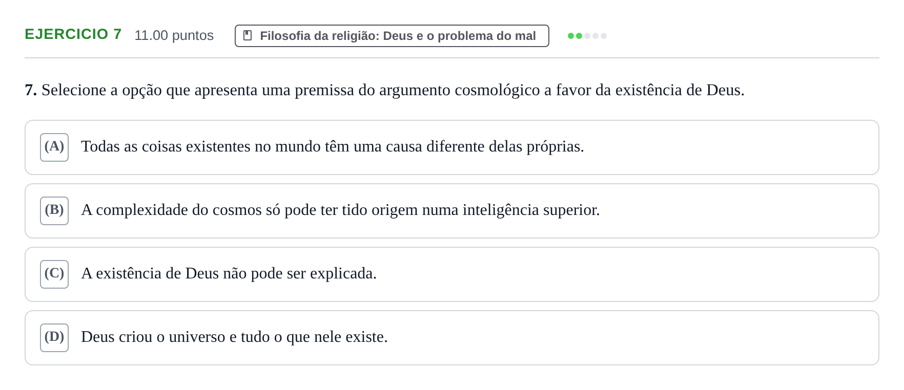 Enunciado: Exercício 7 · Exame Nacional Filosofia 2.ª fase 2023