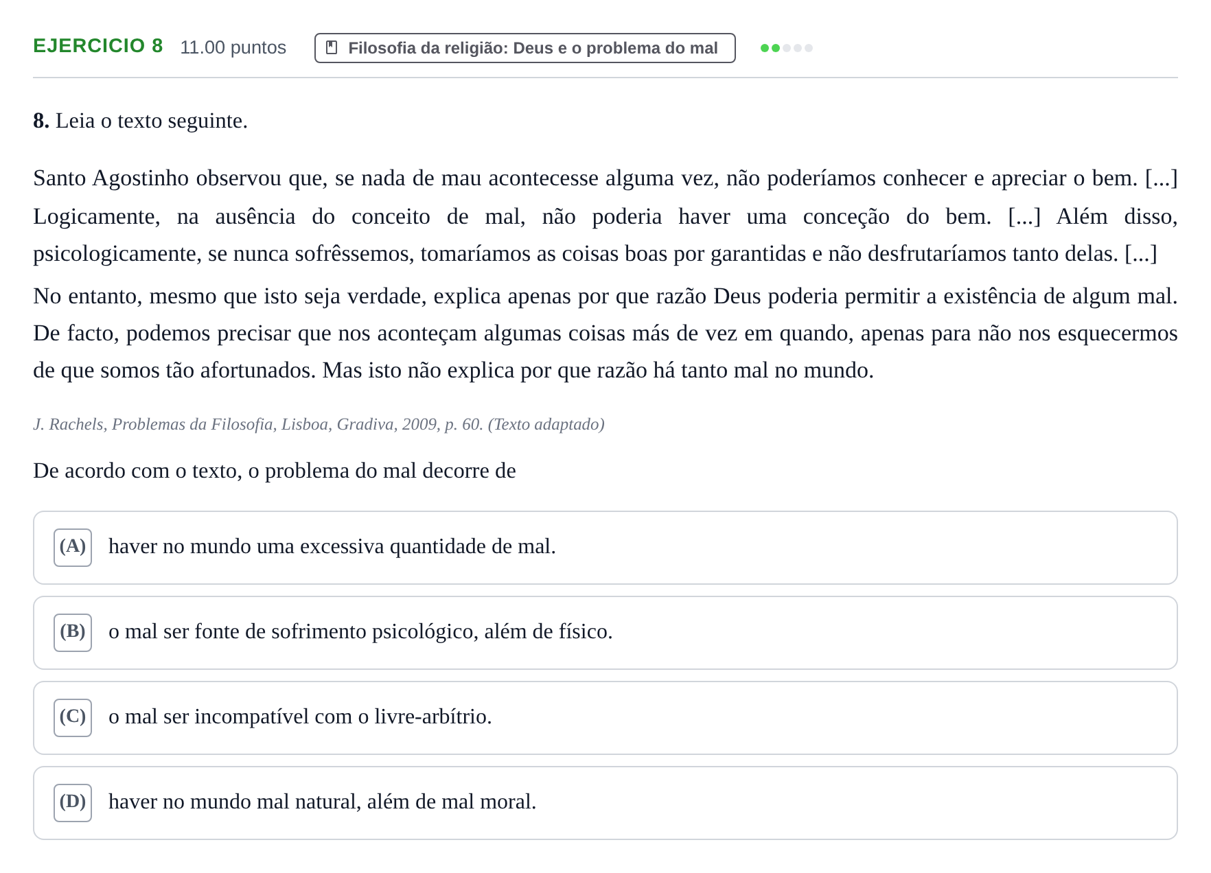 Enunciado: Exercício 8 · Exame Nacional Filosofia 2.ª fase 2023