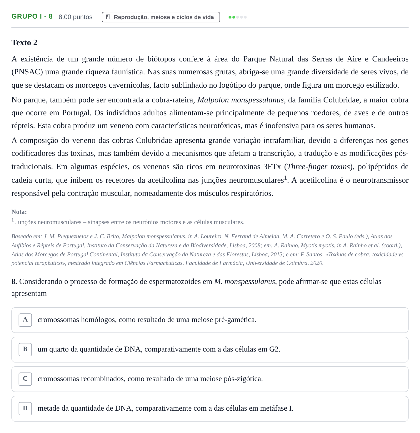 Enunciado: Grupo I - 8 · Exame Nacional Biologia e Geologia 1.ª fase 2023