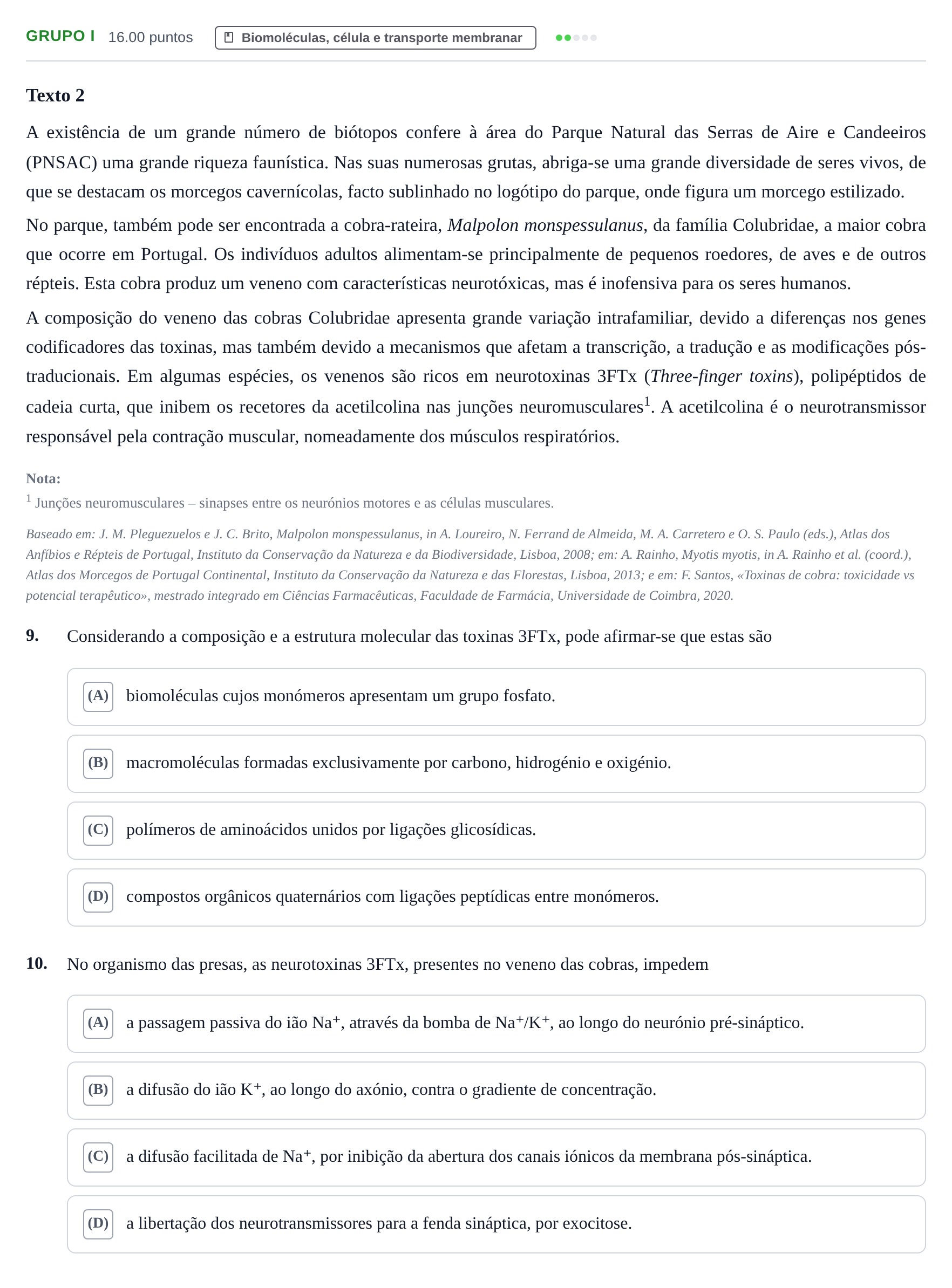 Enunciado: Grupo I · Exame Nacional Biologia e Geologia 1.ª fase 2023