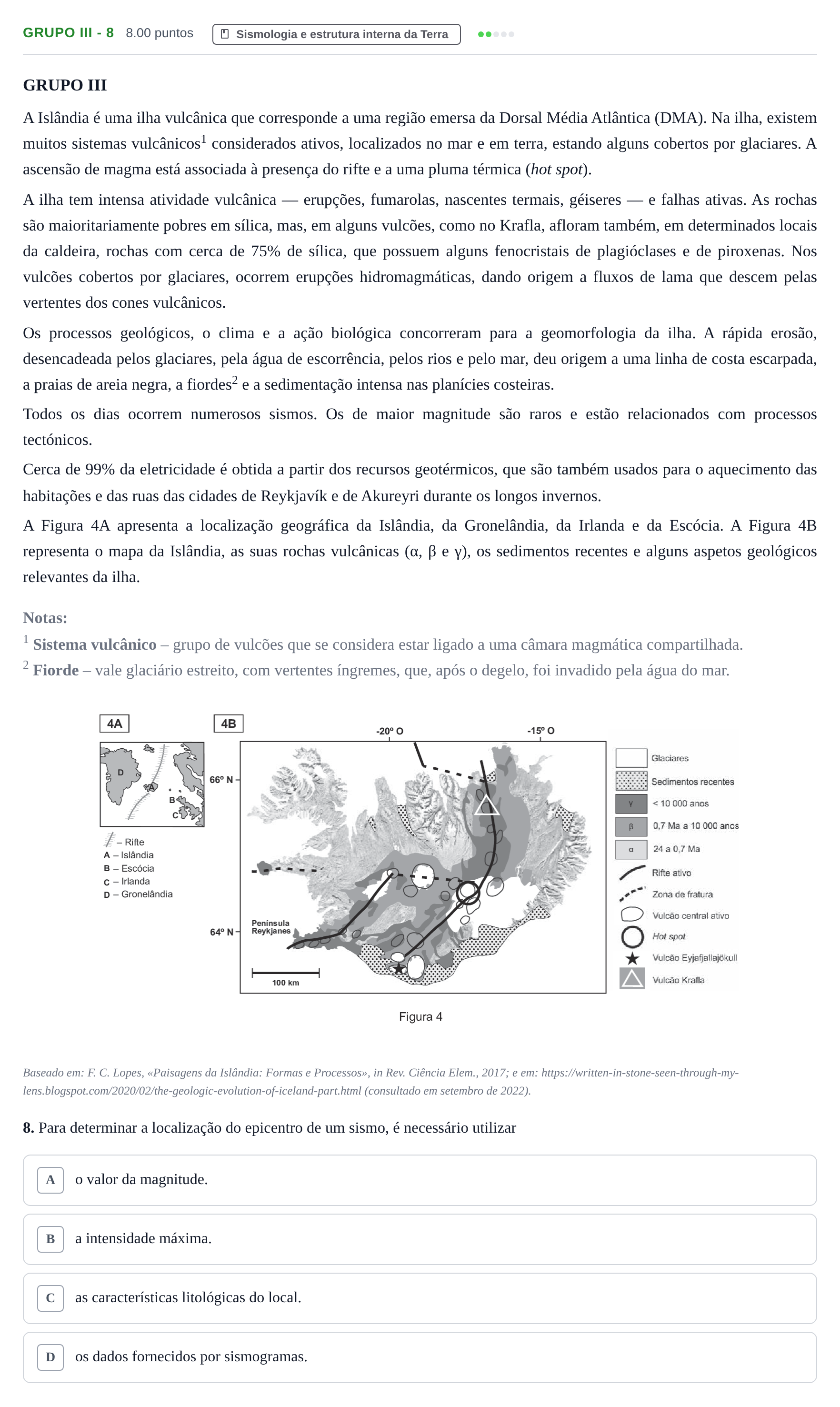 Enunciado: Grupo III - 8 · Exame Nacional Biologia e Geologia 1.ª fase 2023