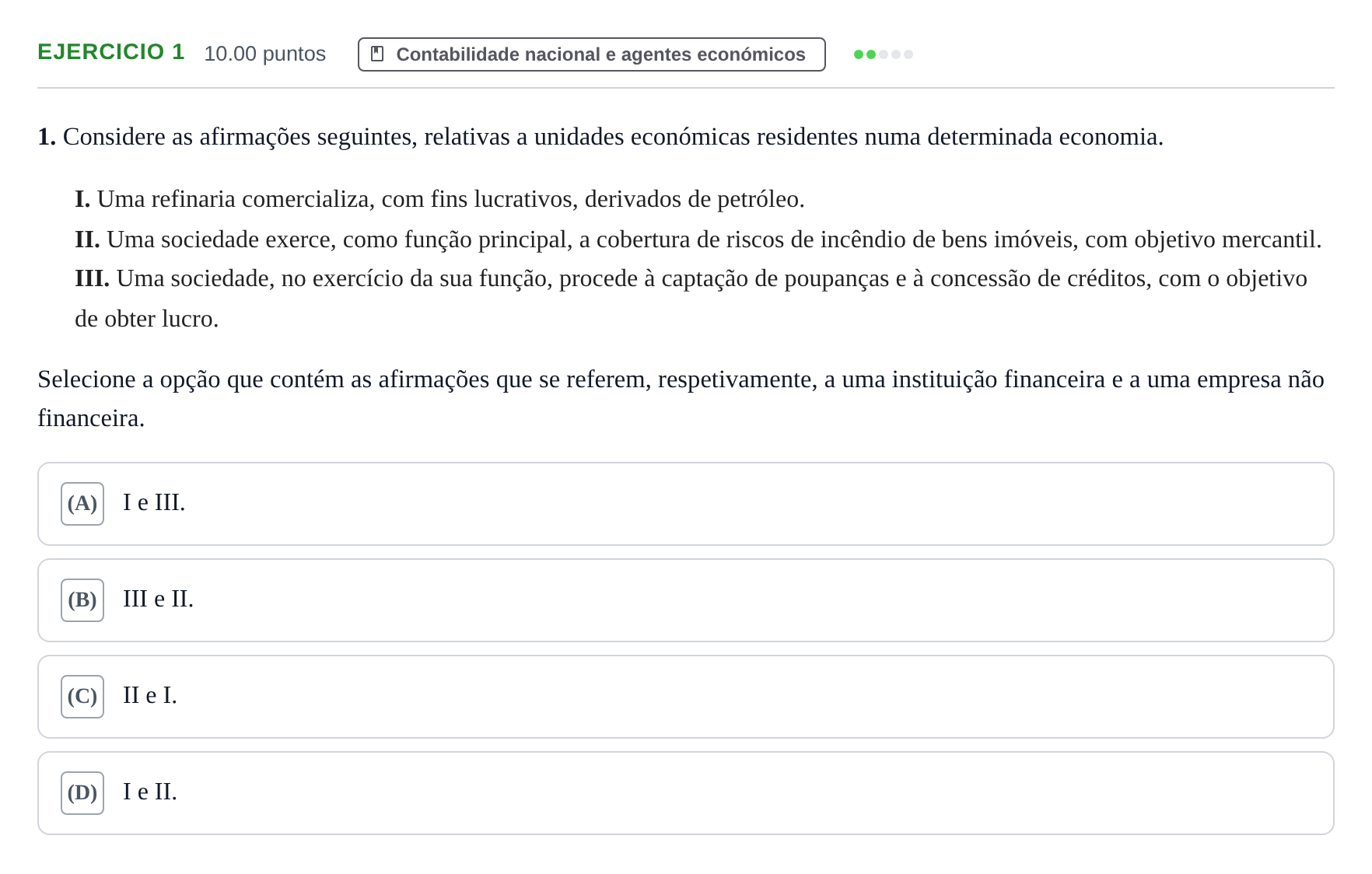 Enunciado: Exercício 1 · Exame Nacional Economia A 1.ª fase 2023