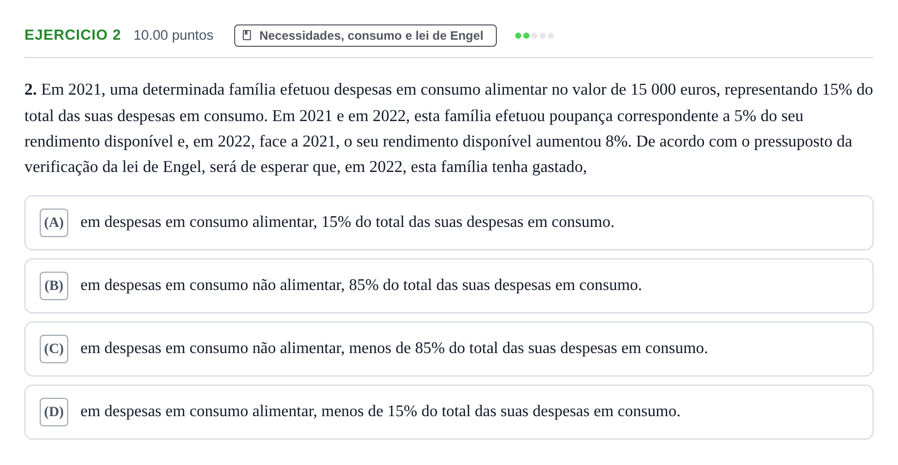 Enunciado: Exercício 2 · Exame Nacional Economia A 1.ª fase 2023