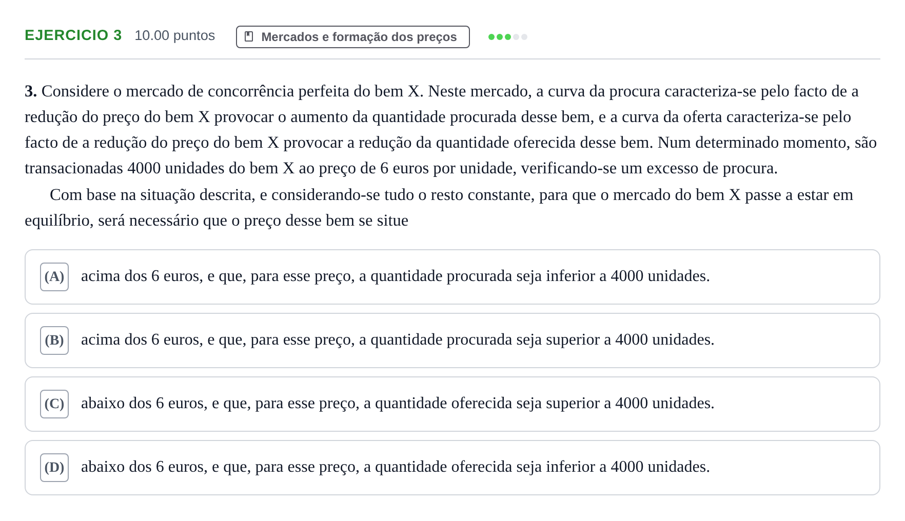 Enunciado: Exercício 3 · Exame Nacional Economia A 1.ª fase 2023