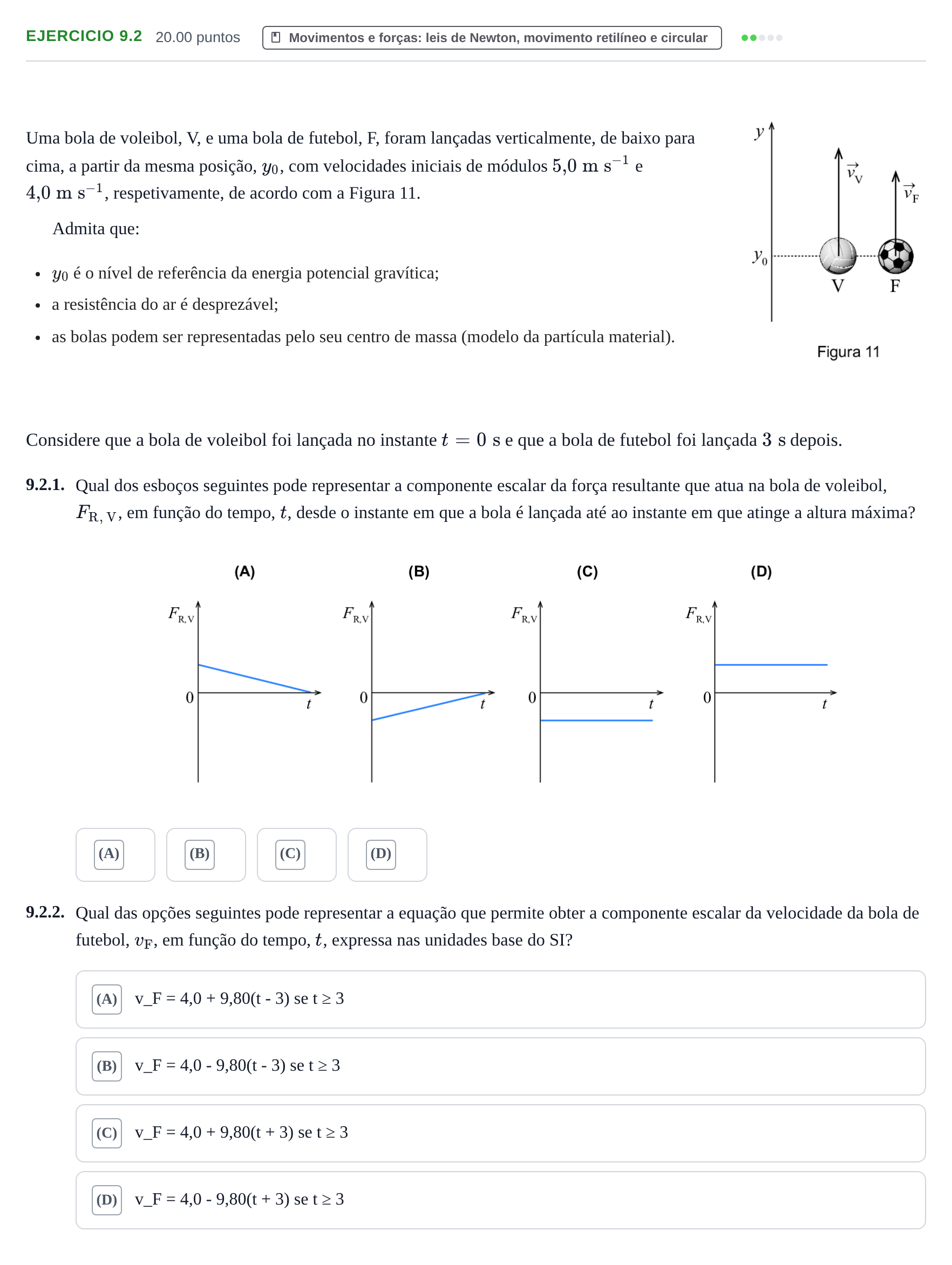Enunciado: Exercício 9.2 · Exame Nacional Física e Química A Época especial 2023