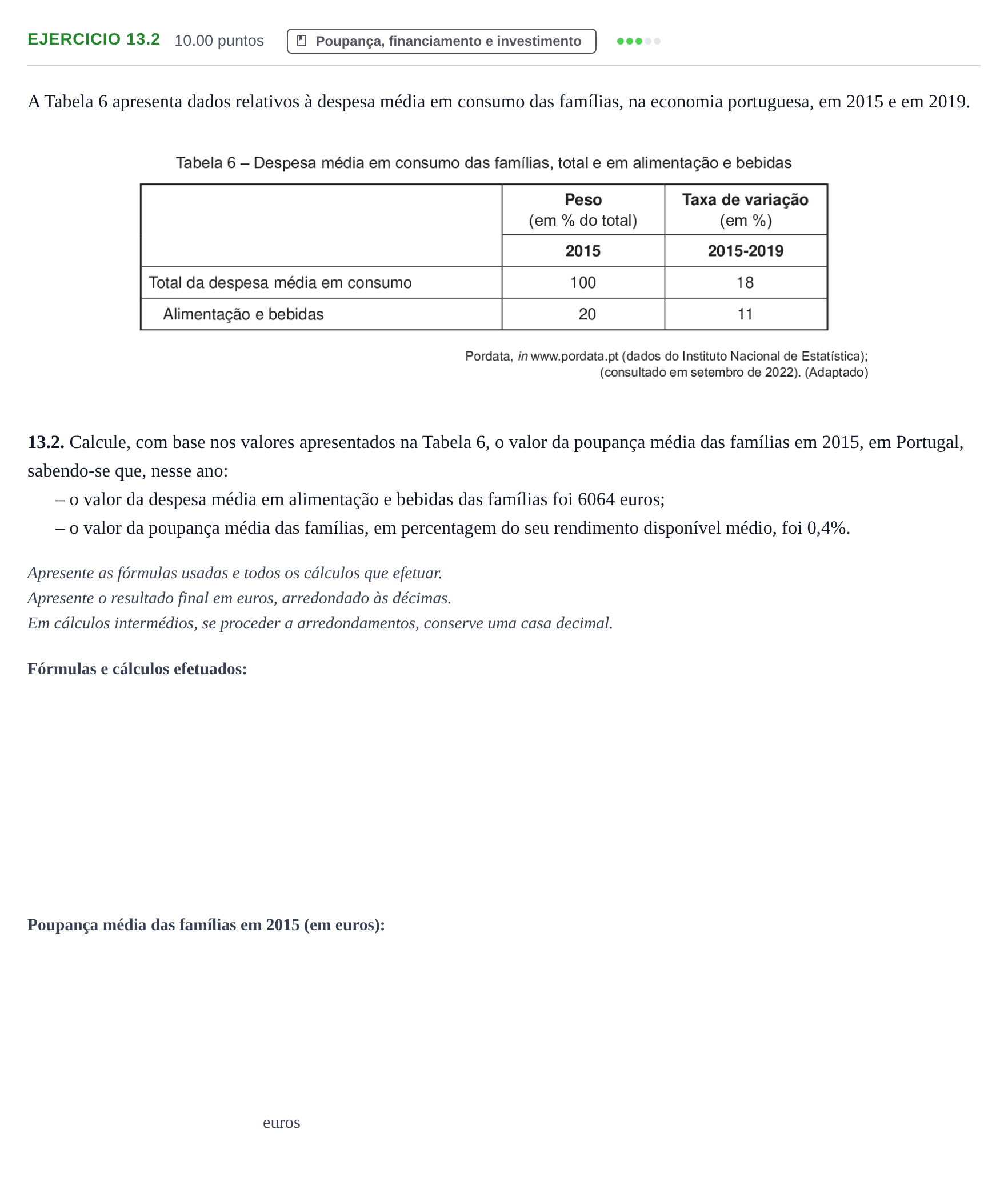 Enunciado: Exercício 13.2 · Exame Nacional Economia A 2.ª fase 2023