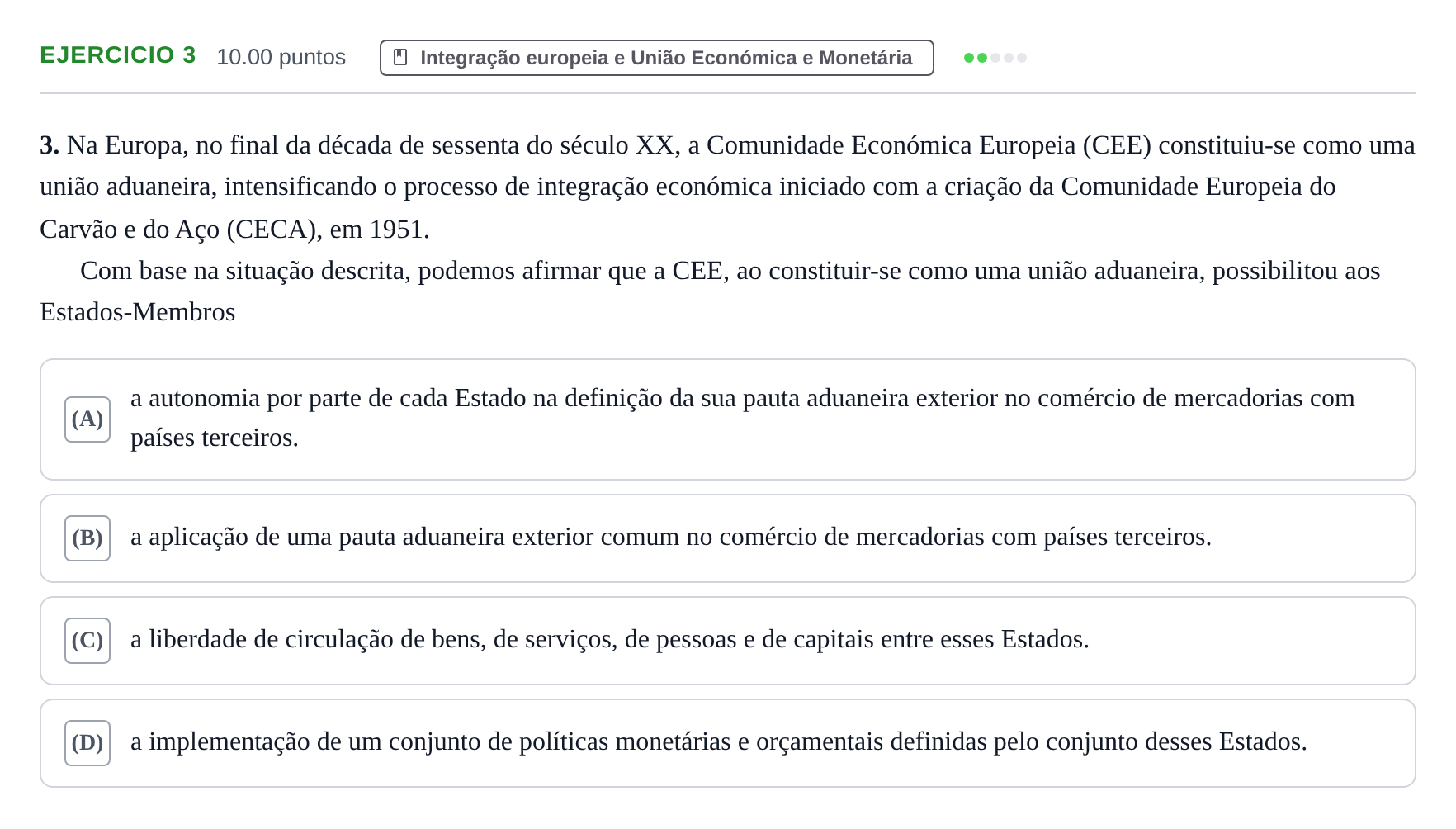 Enunciado: Exercício 3 · Exame Nacional Economia A 2.ª fase 2023