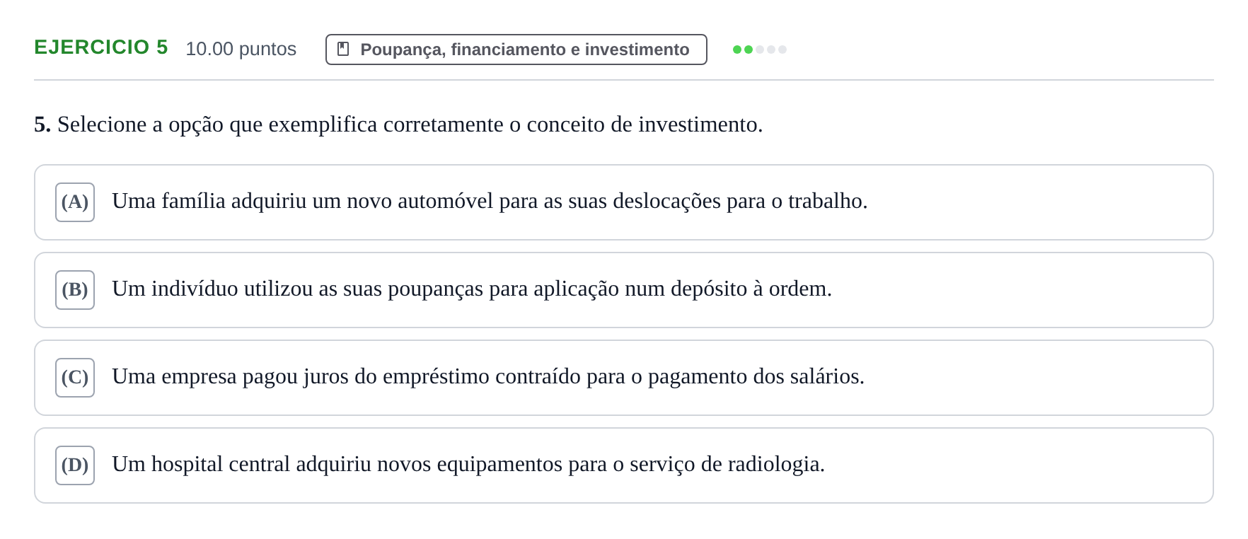 Enunciado: Exercício 5 · Exame Nacional Economia A 2.ª fase 2023