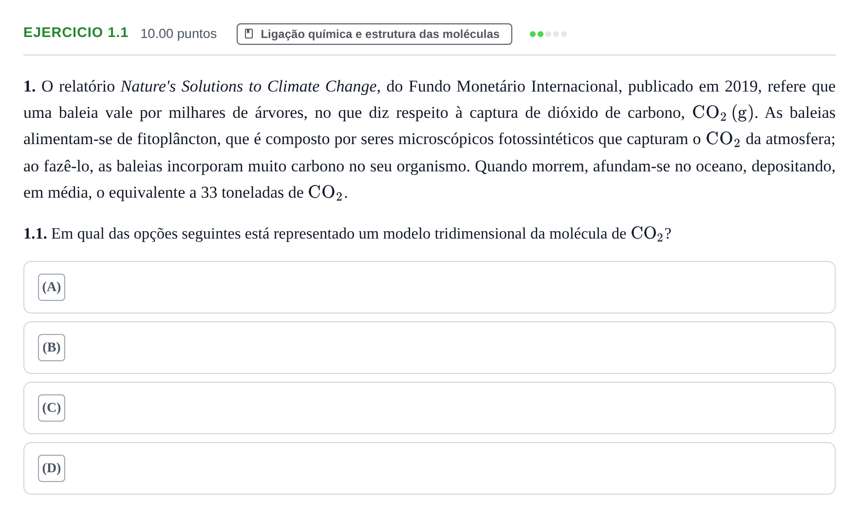 Enunciado: Exercício 1.1 · Exame Nacional Física e Química A 1.ª fase 2023