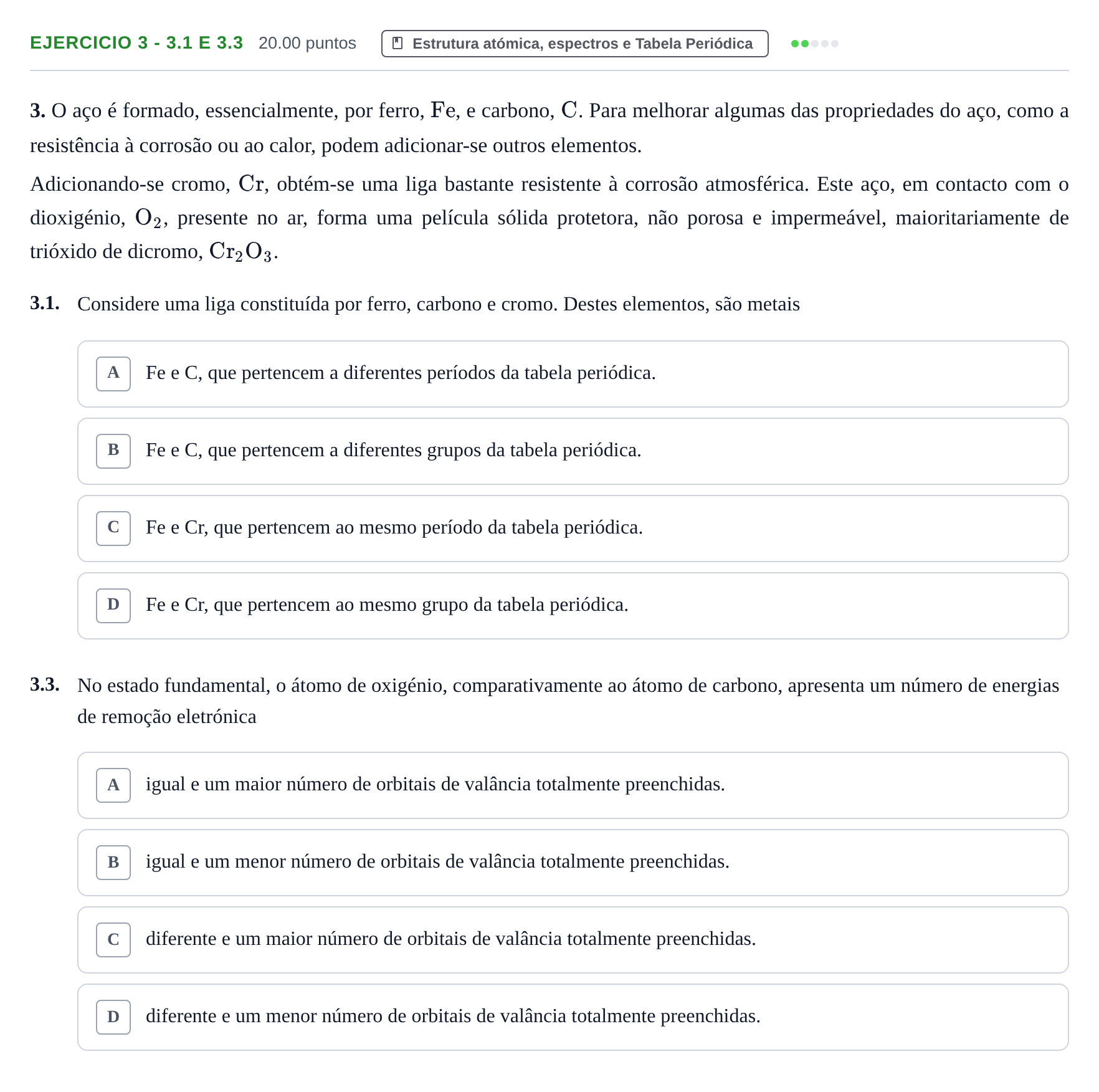 Enunciado: Exercício 3 - 3.1 e 3.3 · Exame Nacional Física e Química A 1.ª fase 2023