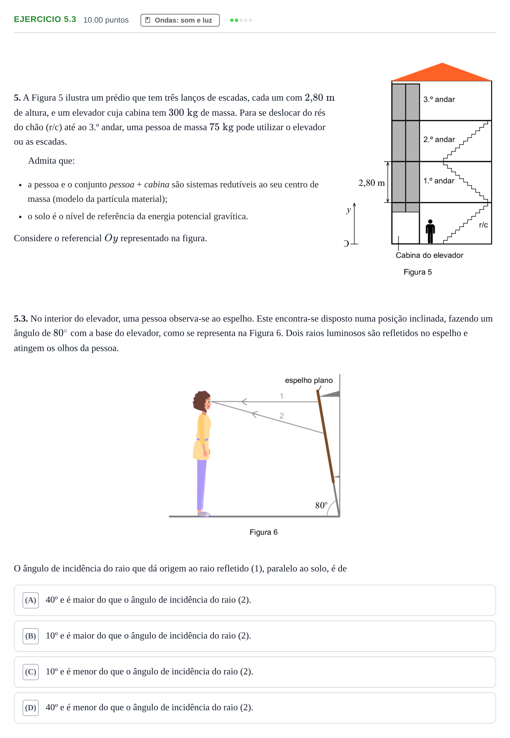 Enunciado: Exercício 5.3 · Exame Nacional Física e Química A 1.ª fase 2023