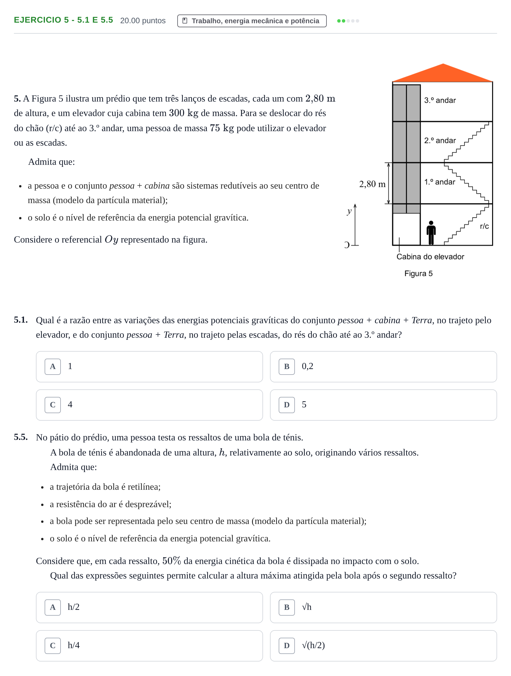 Enunciado: Exercício 5 - 5.1 e 5.5 · Exame Nacional Física e Química A 1.ª fase 2023