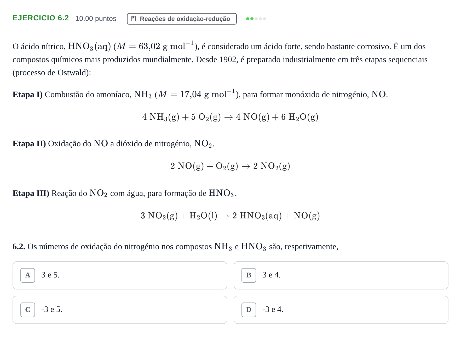 Enunciado: Exercício 6.2 · Exame Nacional Física e Química A 1.ª fase 2023