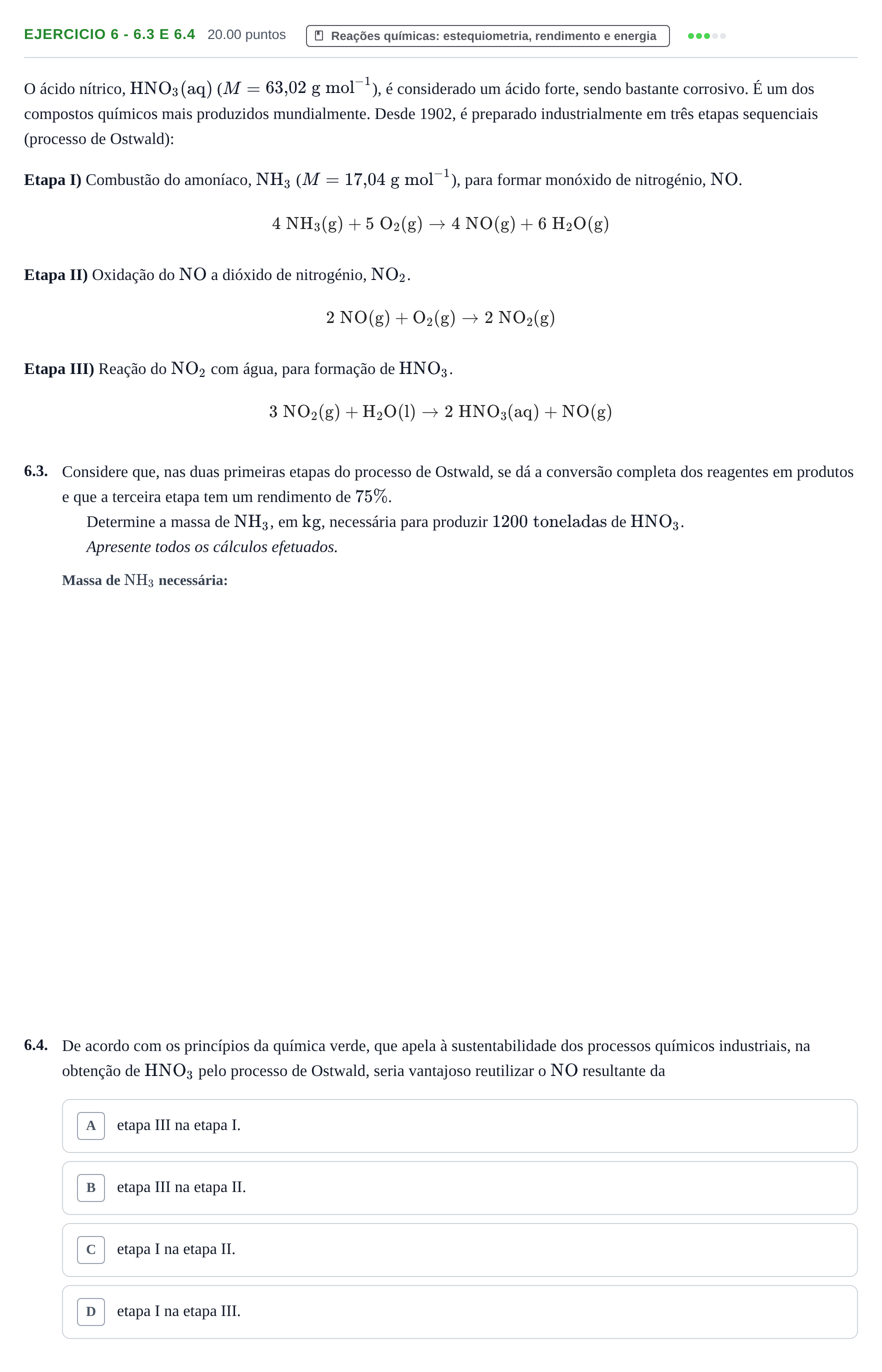 Enunciado: Exercício 6 - 6.3 e 6.4 · Exame Nacional Física e Química A 1.ª fase 2023