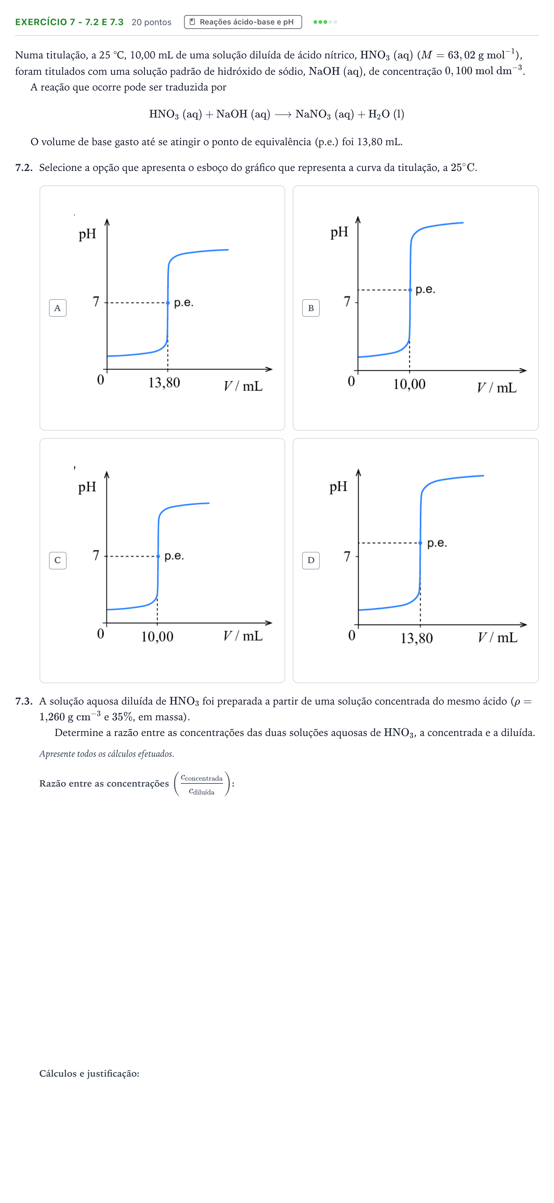Enunciado: Exercício 7 - 7.2 e 7.3 · Exame Nacional Física e Química A 1.ª fase 2023