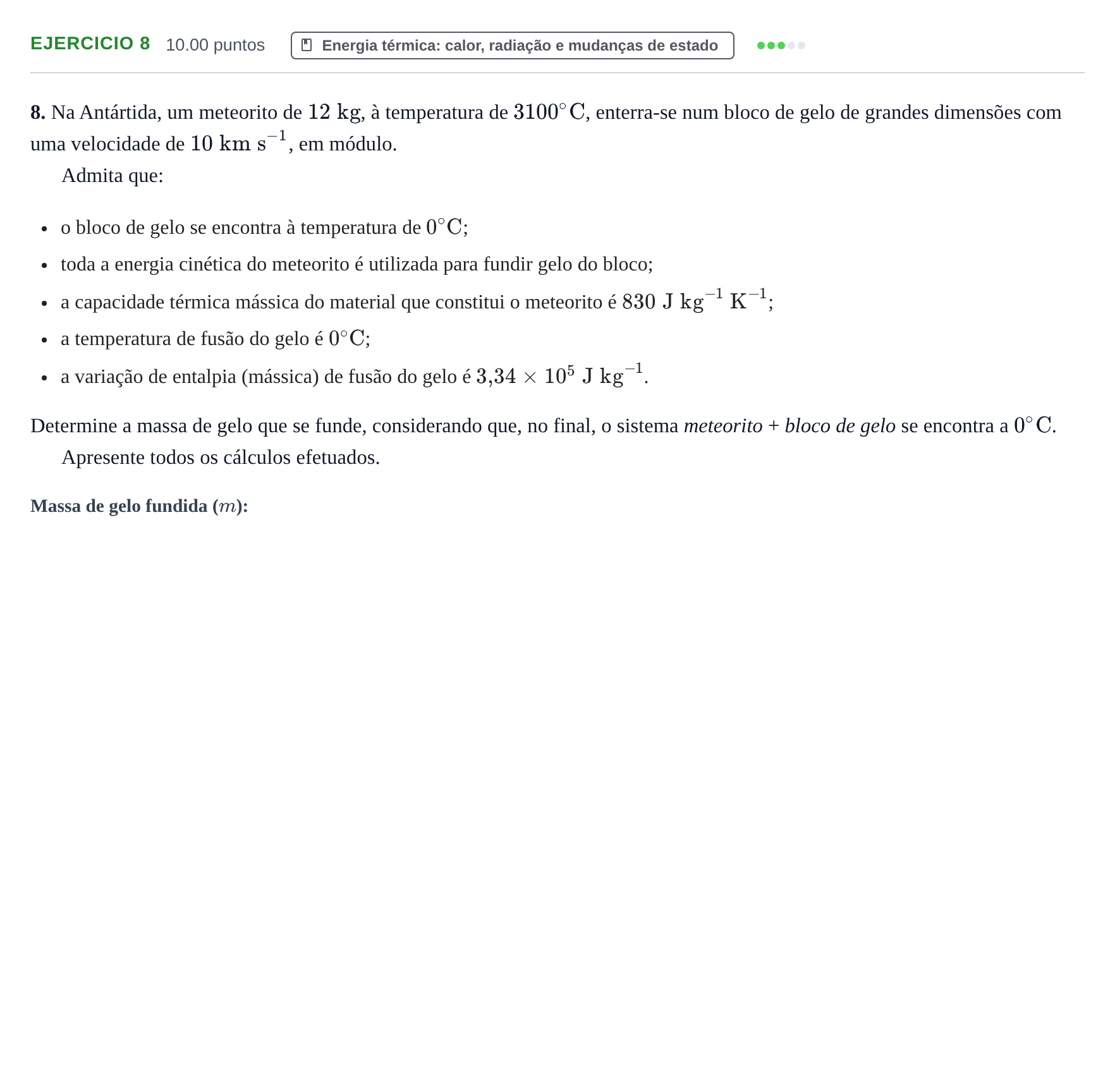 Enunciado: Exercício 8 · Exame Nacional Física e Química A 1.ª fase 2023